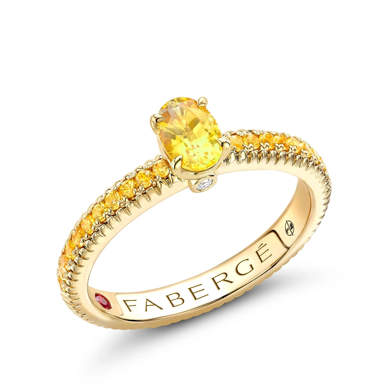 Yellow Gold Yellow Sapphire Fluted Ring with Yellow Sapphire Shoulders | Fabergé