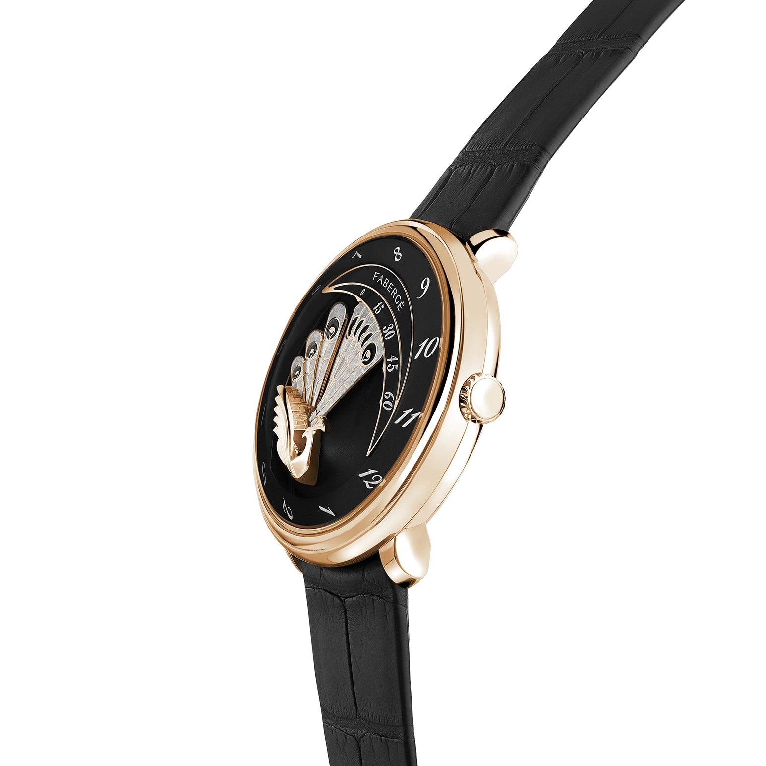 Lady-Compliquée-Peacock-Rose Gold-Black-Timepiece-Faberge