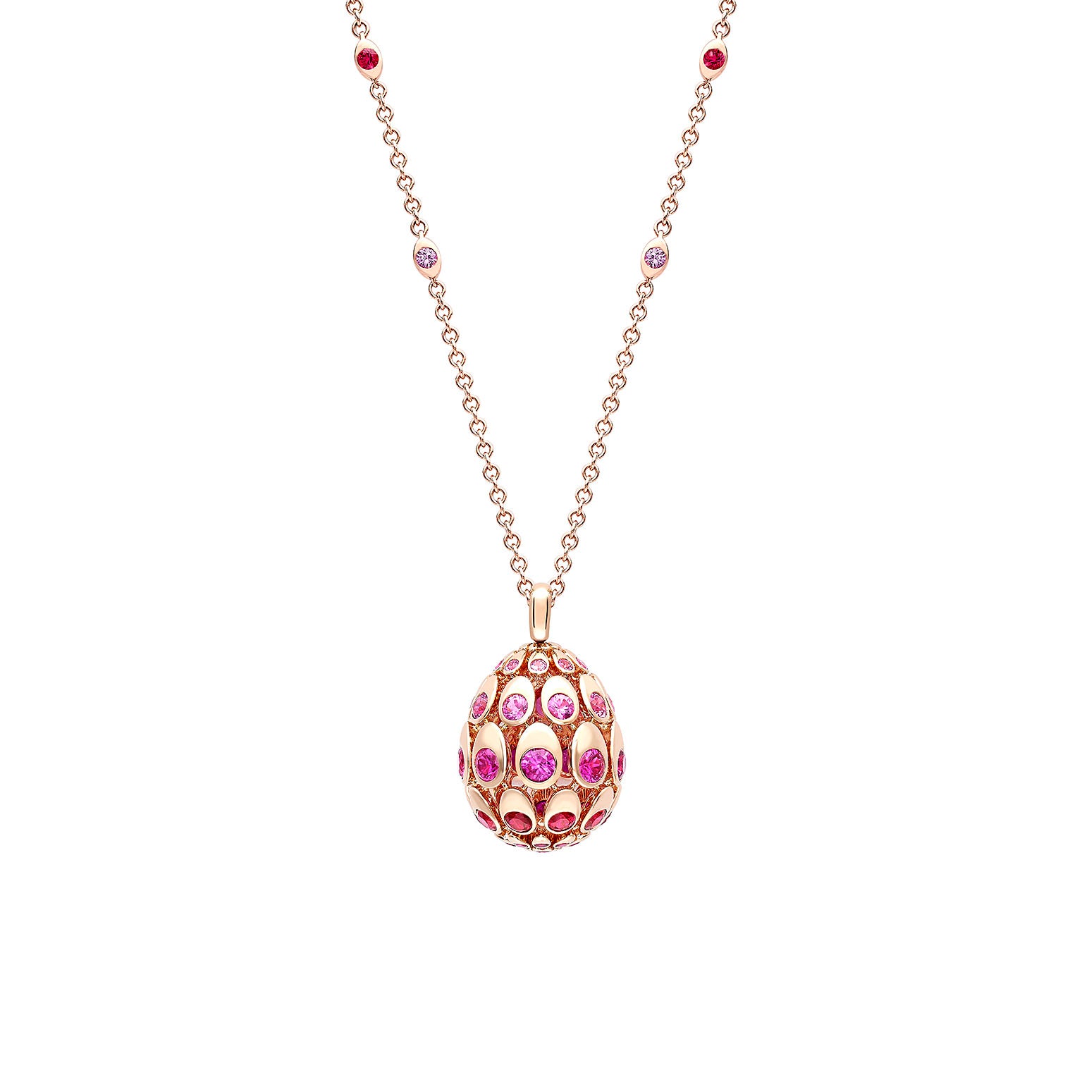 Cosmic Curve Ruby and Pink Sapphire Egg Pendant