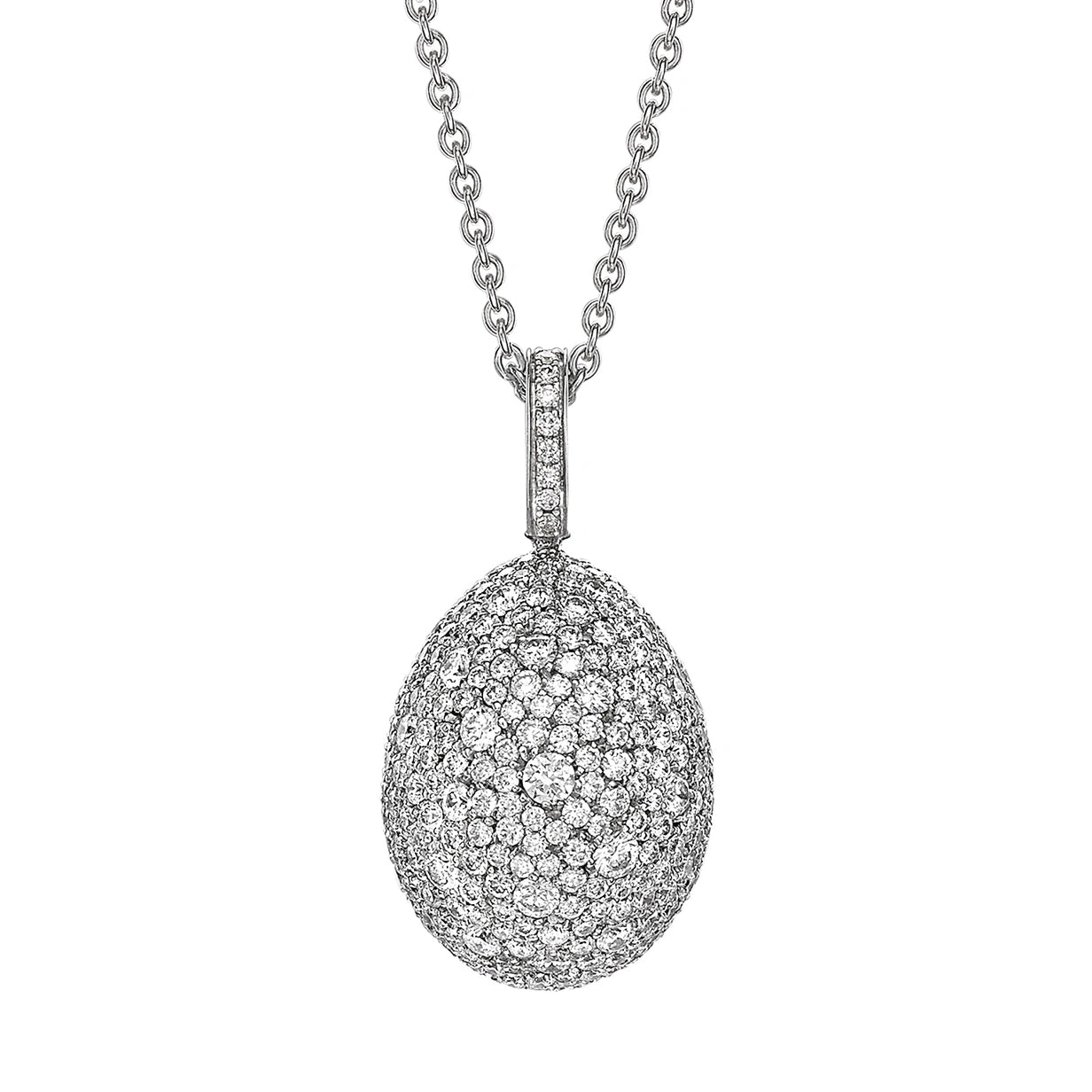 White Gold Diamond Egg Pendant | Fabergé