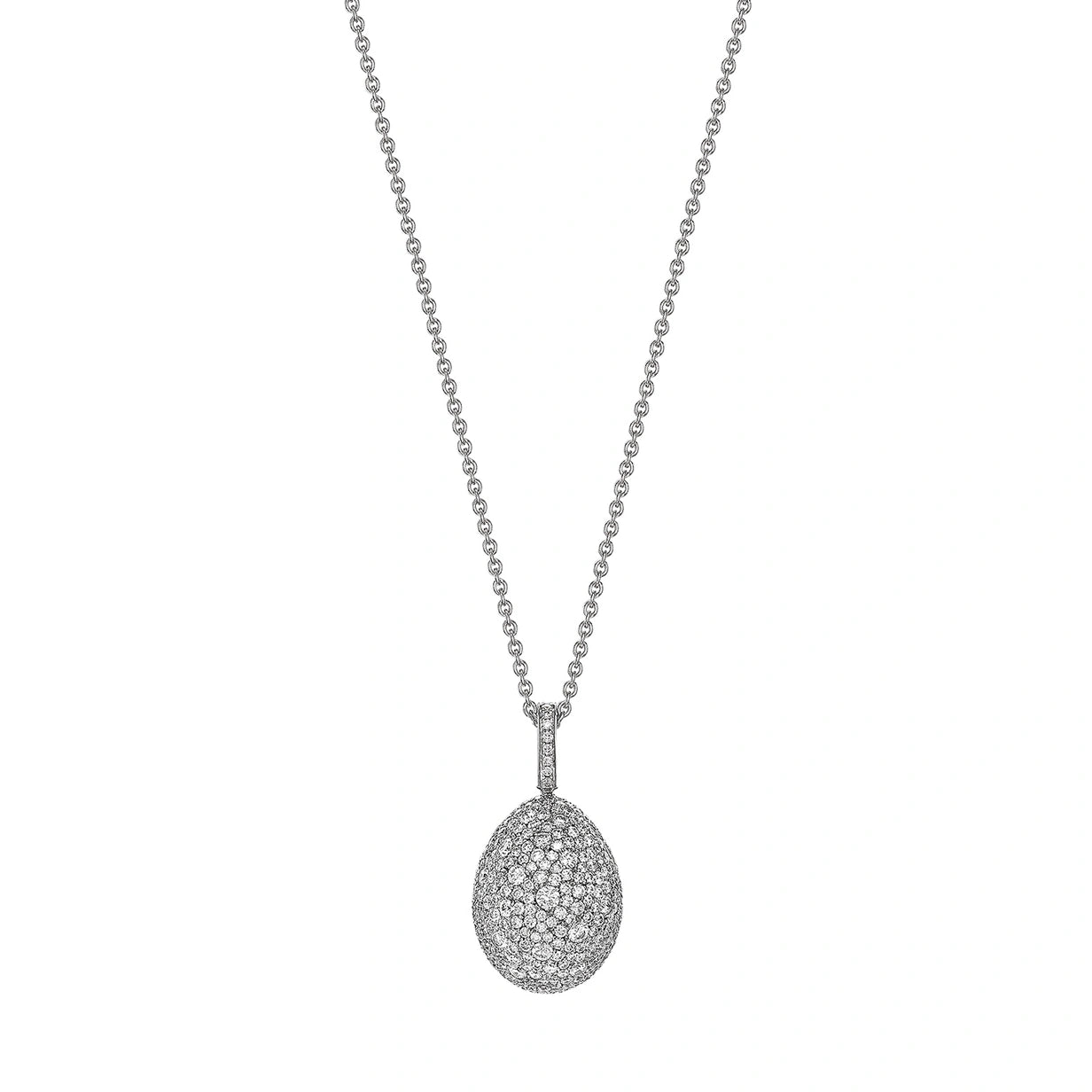 White Gold Diamond Egg Pendant | Fabergé