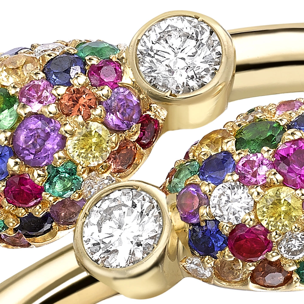 Yellow Gold Multicoloured Gemstone Crossover Ring | Fabergé