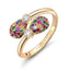 Yellow Gold Multicoloured Gemstone Crossover Ring | Fabergé