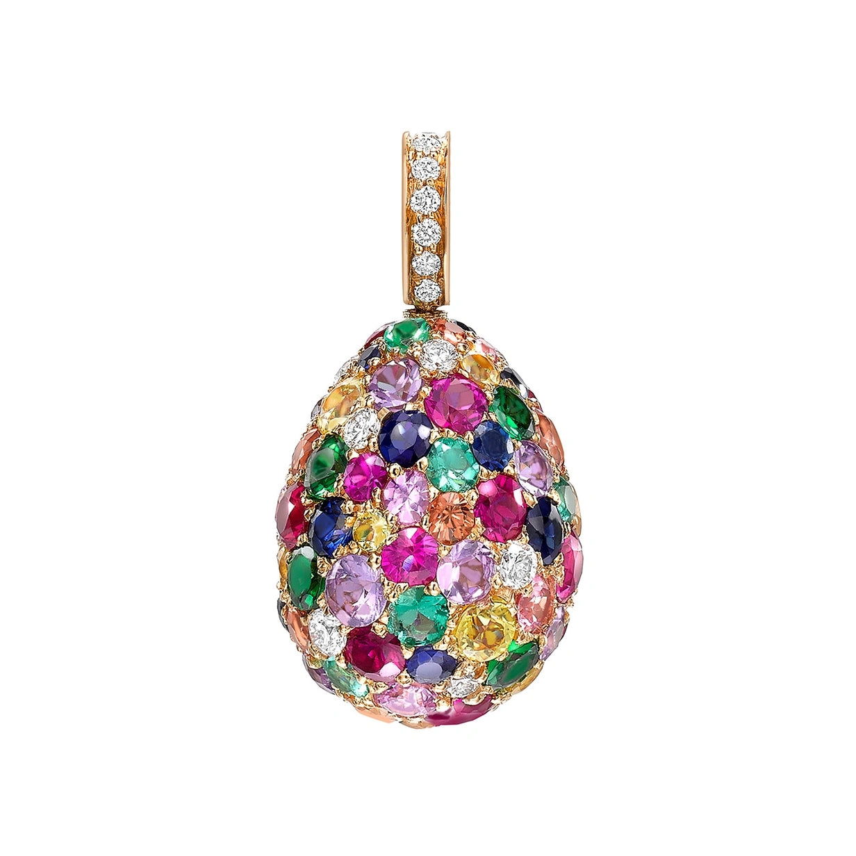Yellow Gold Multicoloured Gemstone Egg Charm | Fabergé