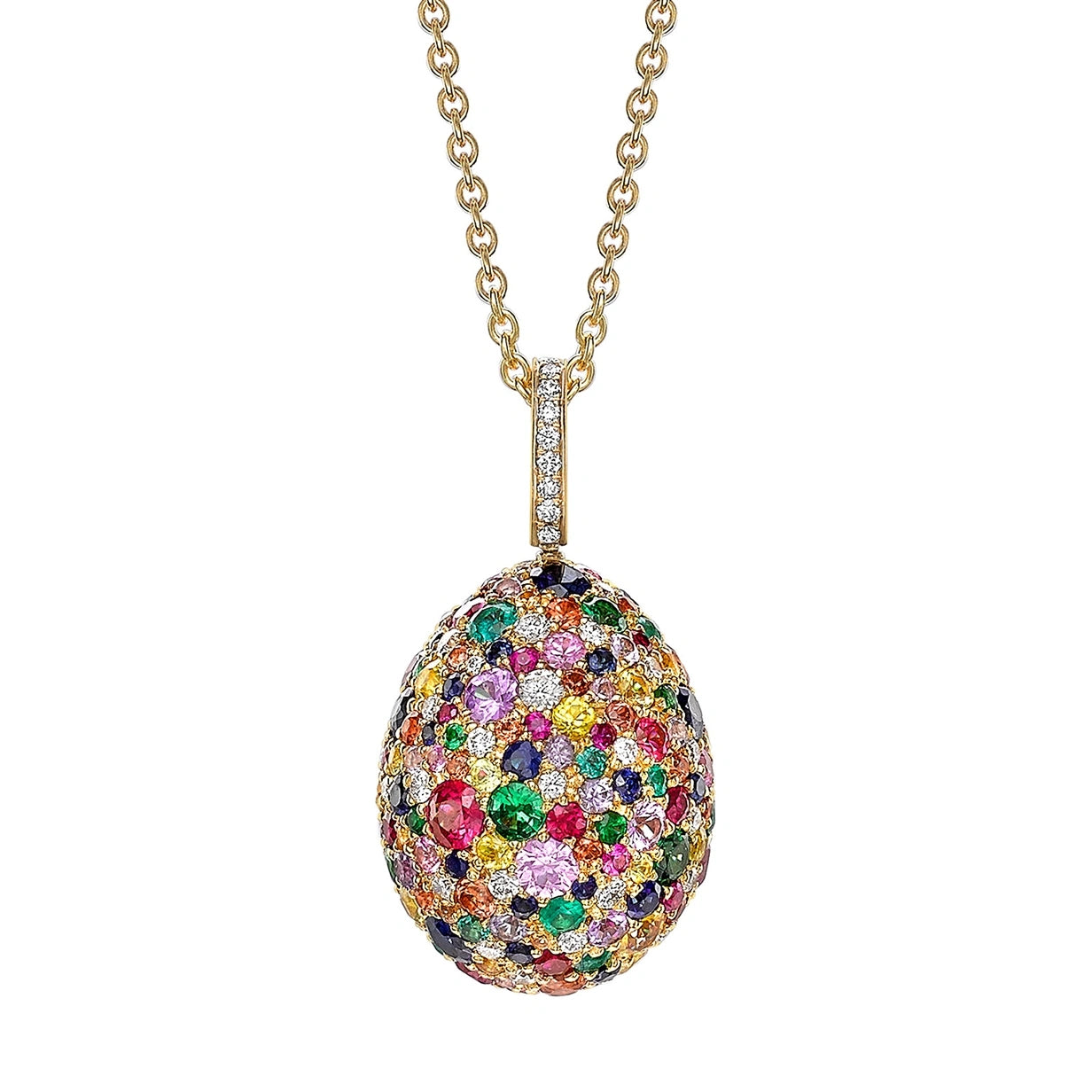 Yellow Gold Multicoloured Gemstone Egg Pendant | Fabergé