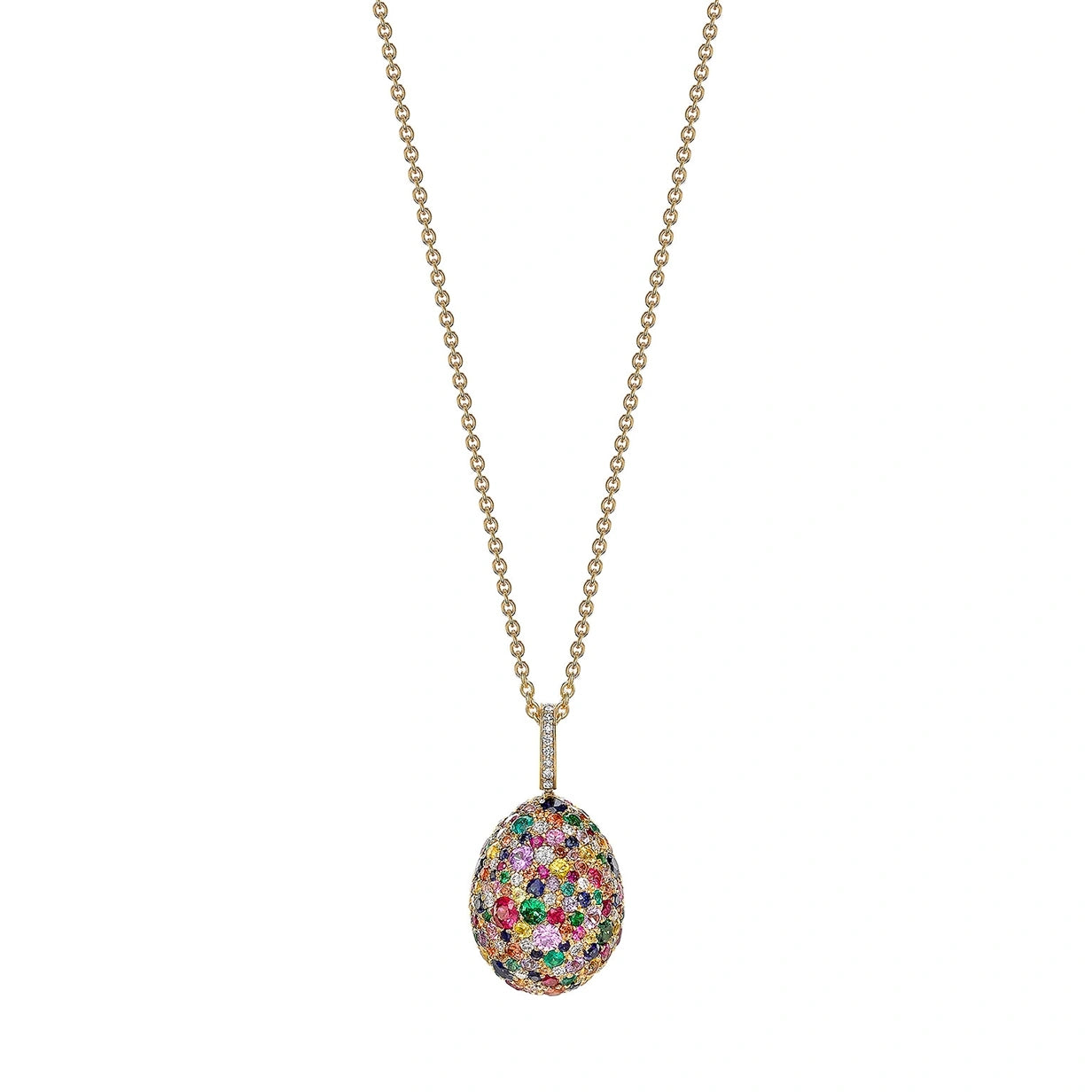 Yellow Gold Multicoloured Gemstone Egg Pendant | Fabergé