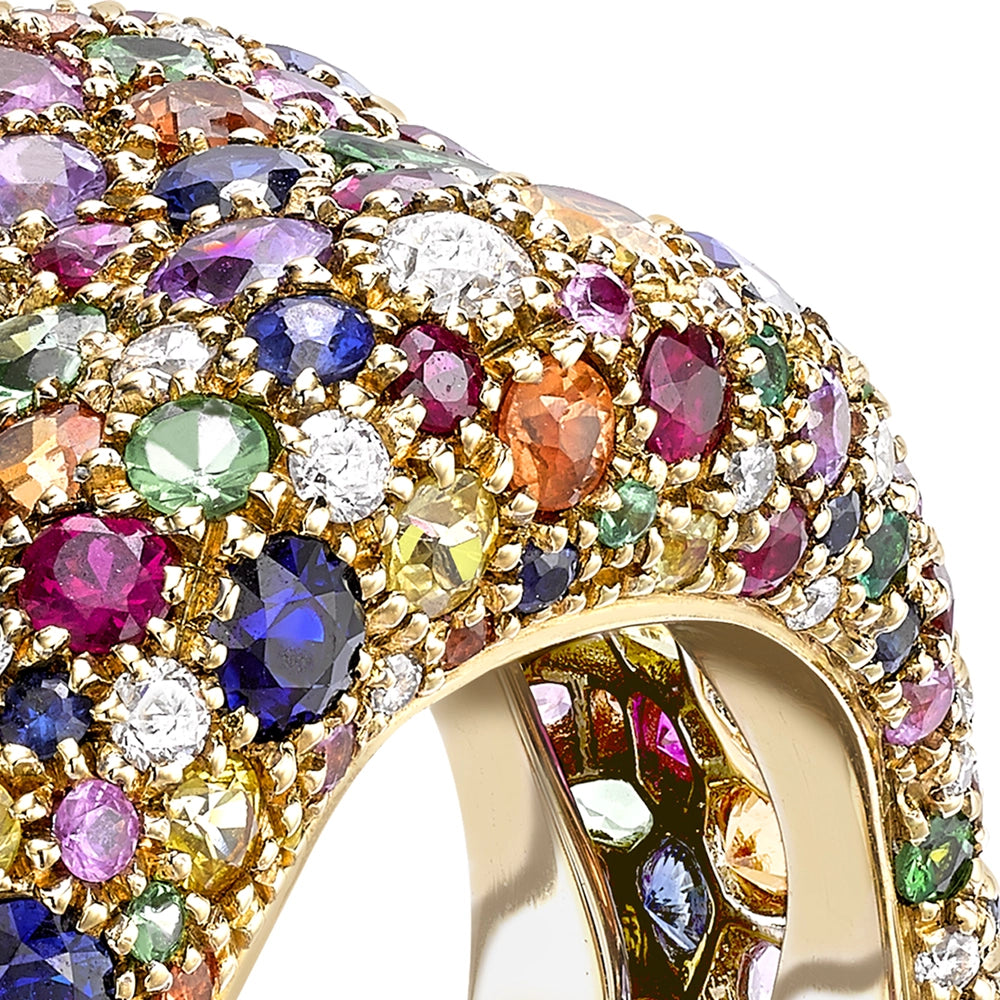 Yellow Gold Multicoloured Gemstone Grand Ring | Fabergé