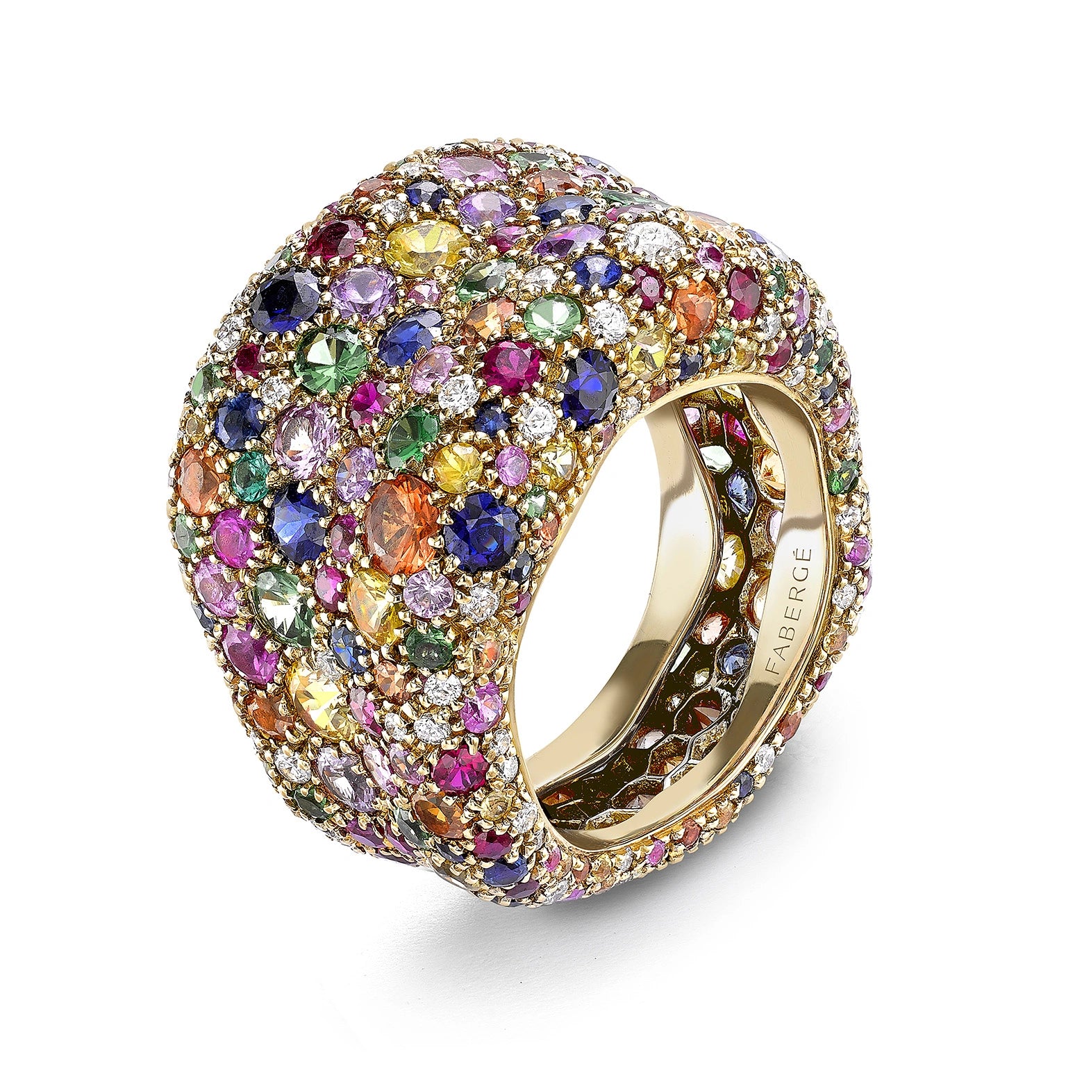 Yellow Gold Multicoloured Gemstone Grand Ring | Fabergé