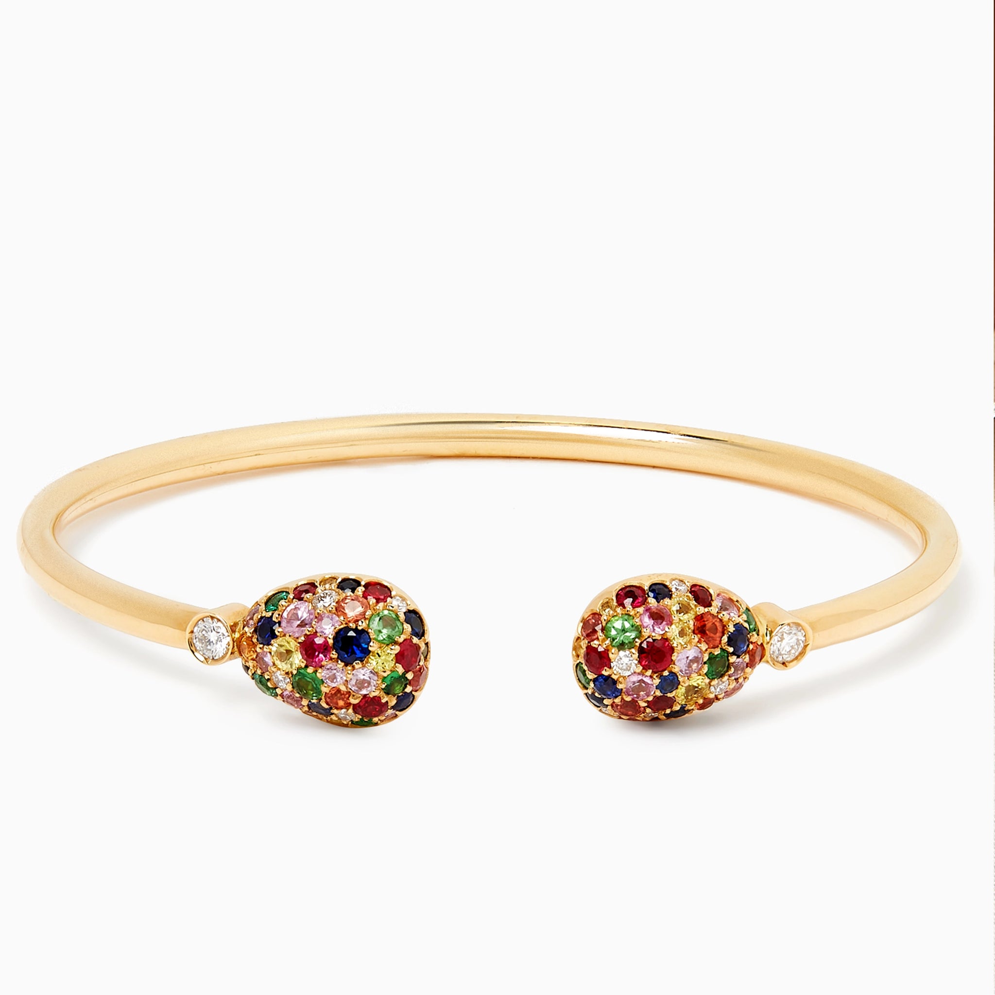 Yellow Gold Multicoloured Gemstone Open Bracelet | Fabergé