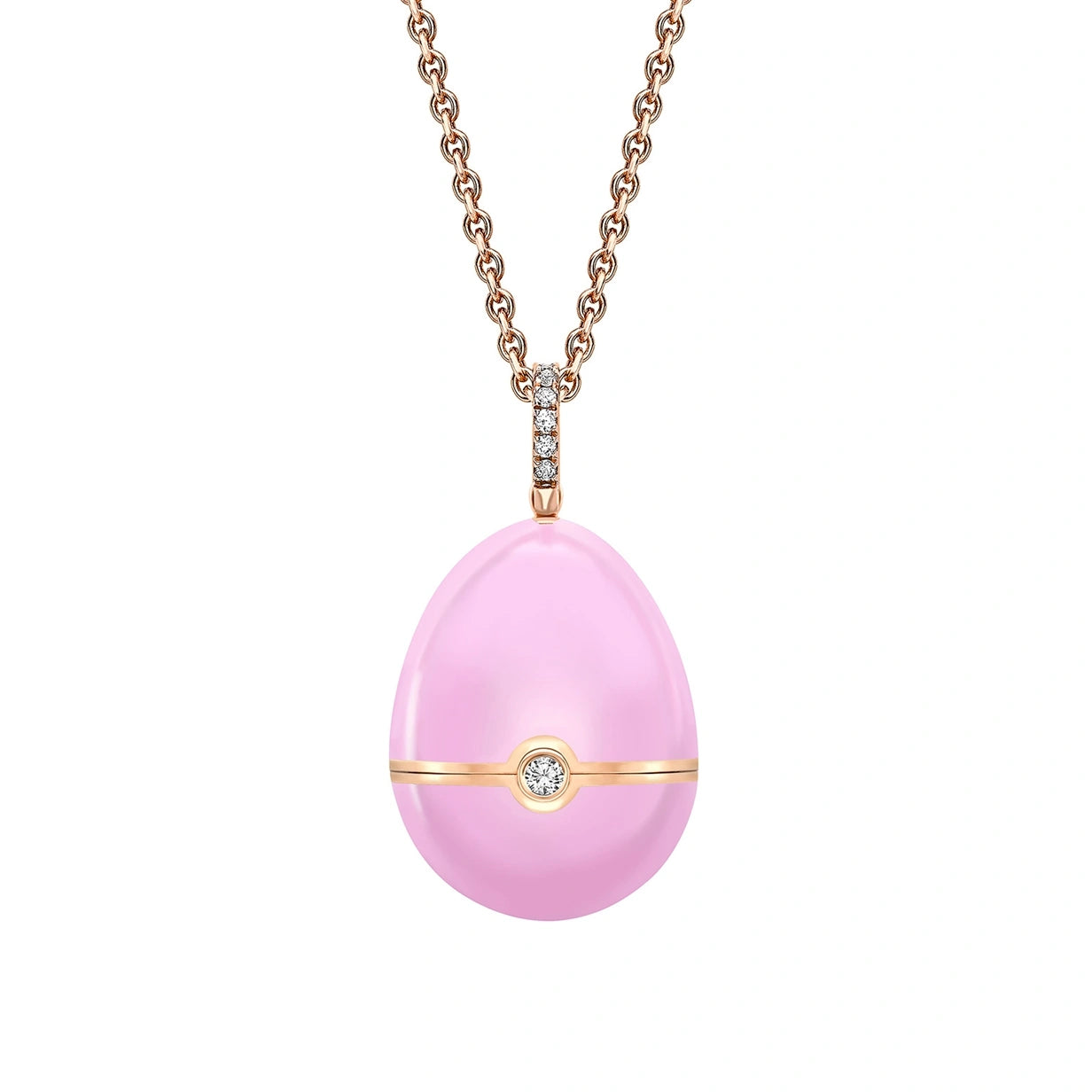 Rose Gold, Diamond & Pink Sapphire Heart Surprise Locket with Pink Lacquer | Fabergé
