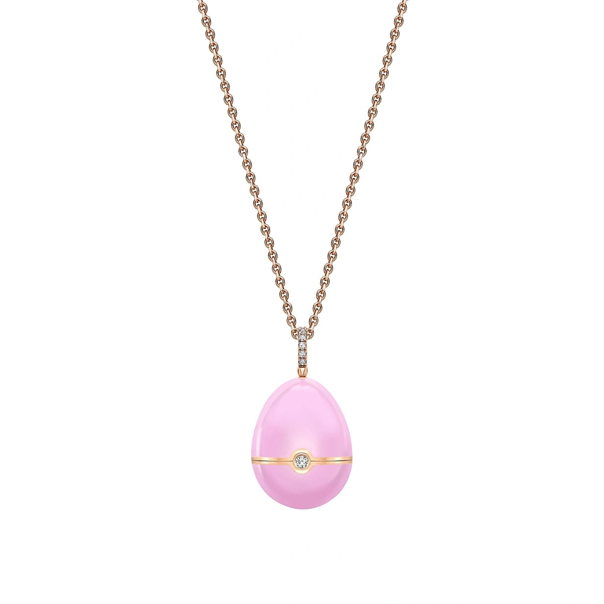 Rose Gold, Diamond & Pink Sapphire Heart Surprise Locket with Pink Lacquer | Fabergé