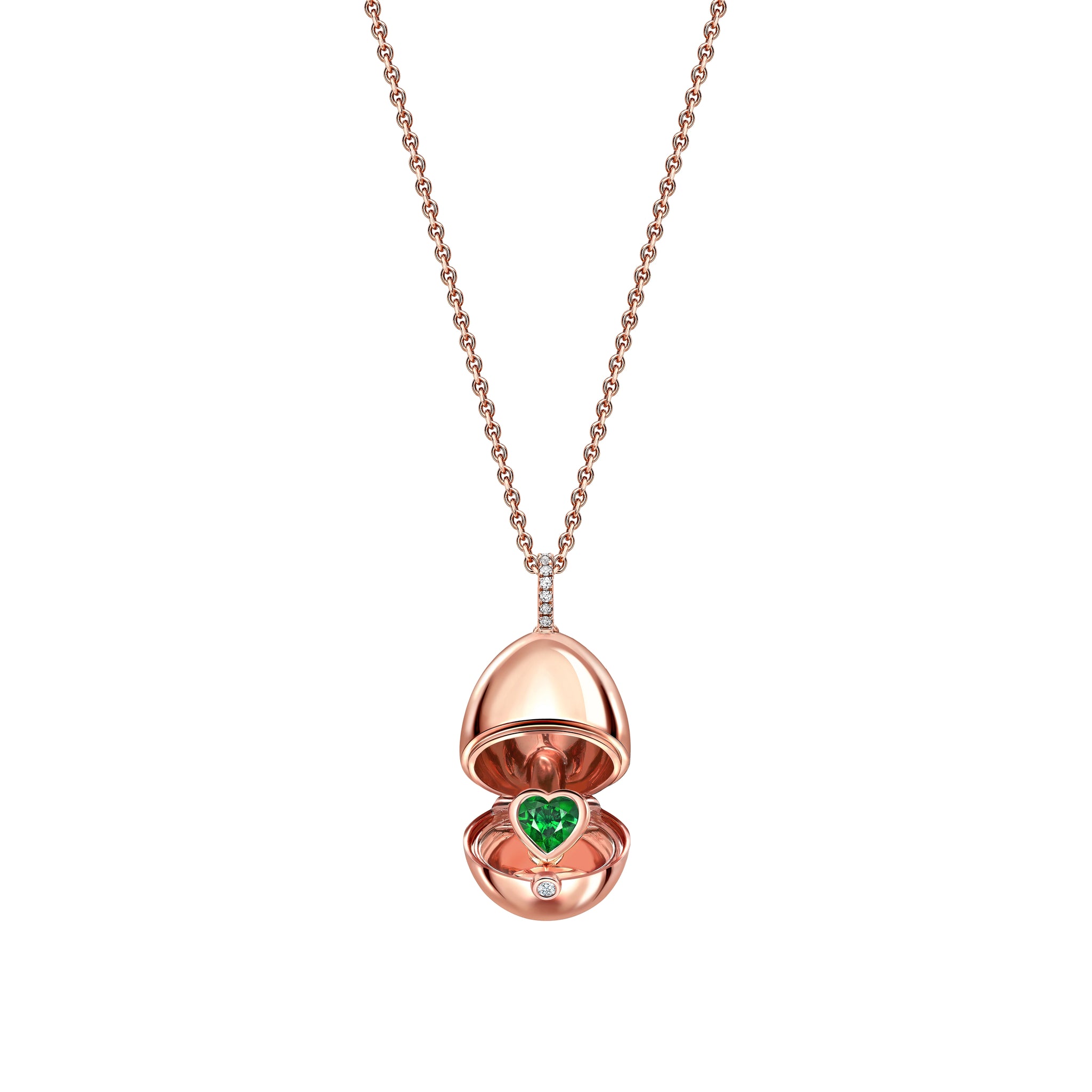 Rose Gold Emerald Heart Surprise Locket | Fabergé