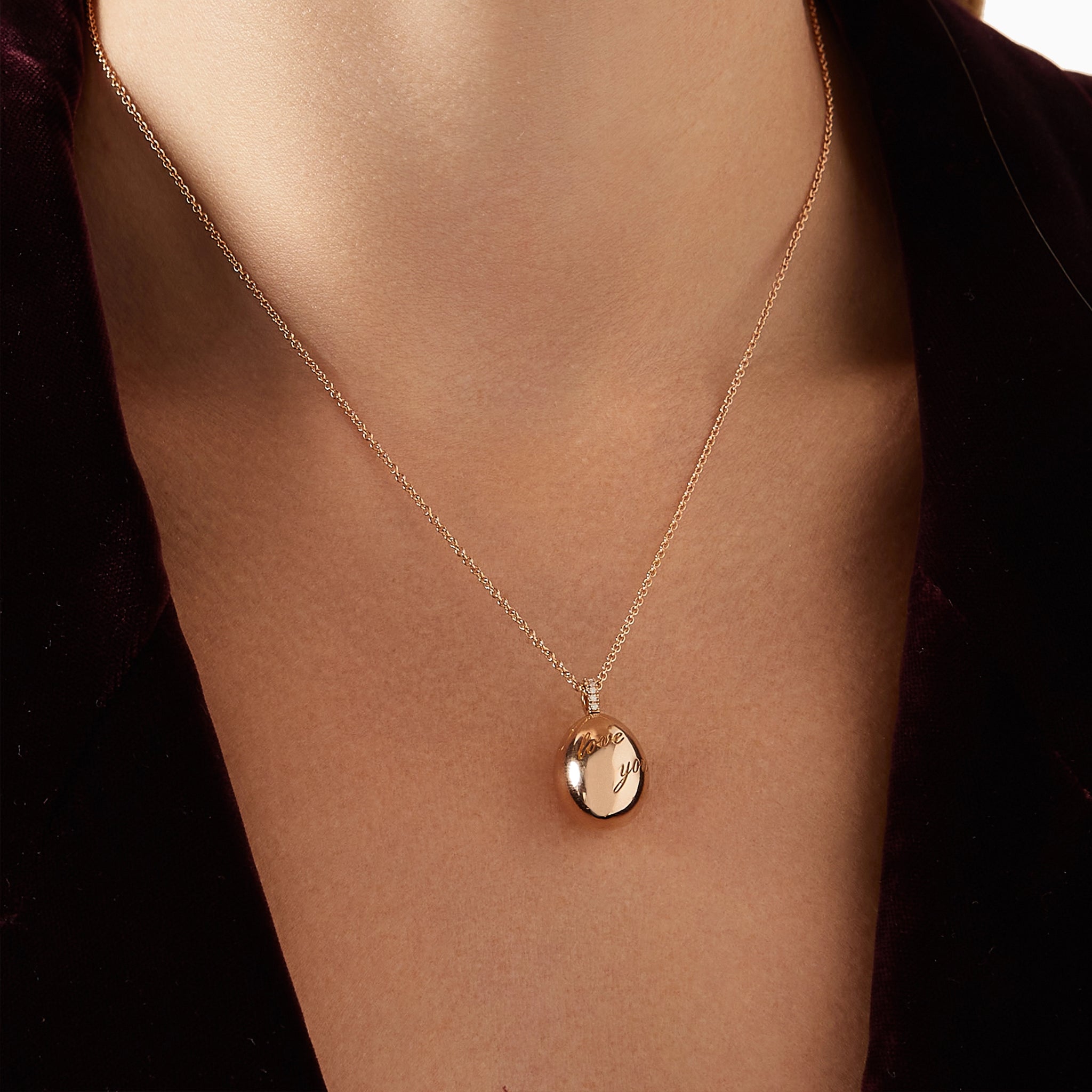Rose Gold I Love You Egg Pendant | Fabergé