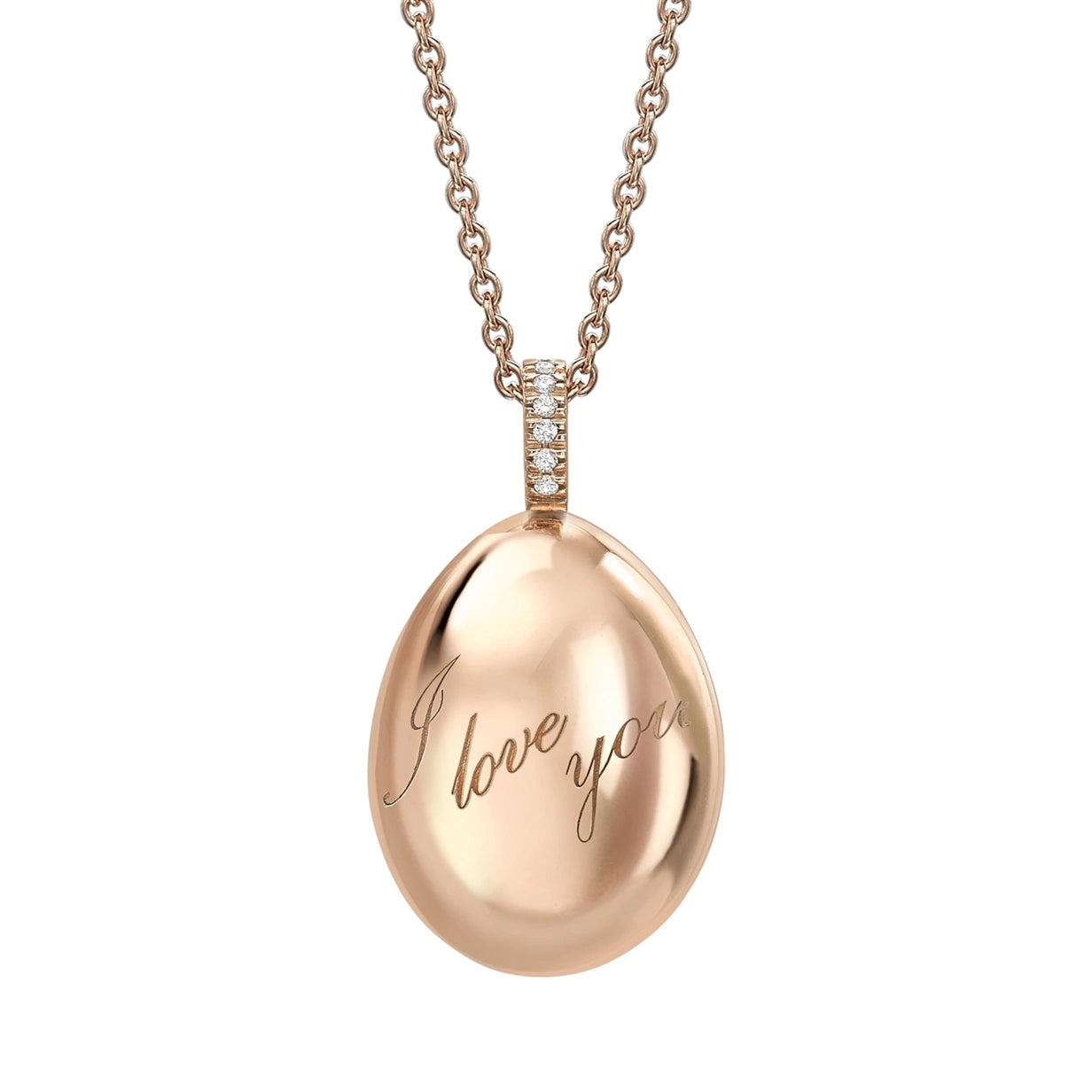 Rose Gold I Love You Egg Pendant | Fabergé