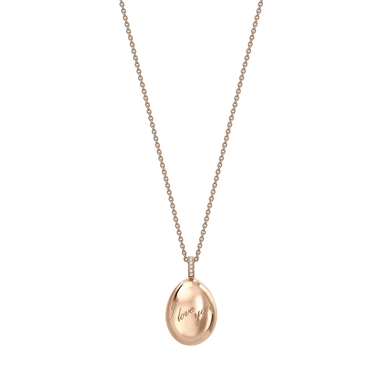 Rose Gold I Love You Egg Pendant | Fabergé