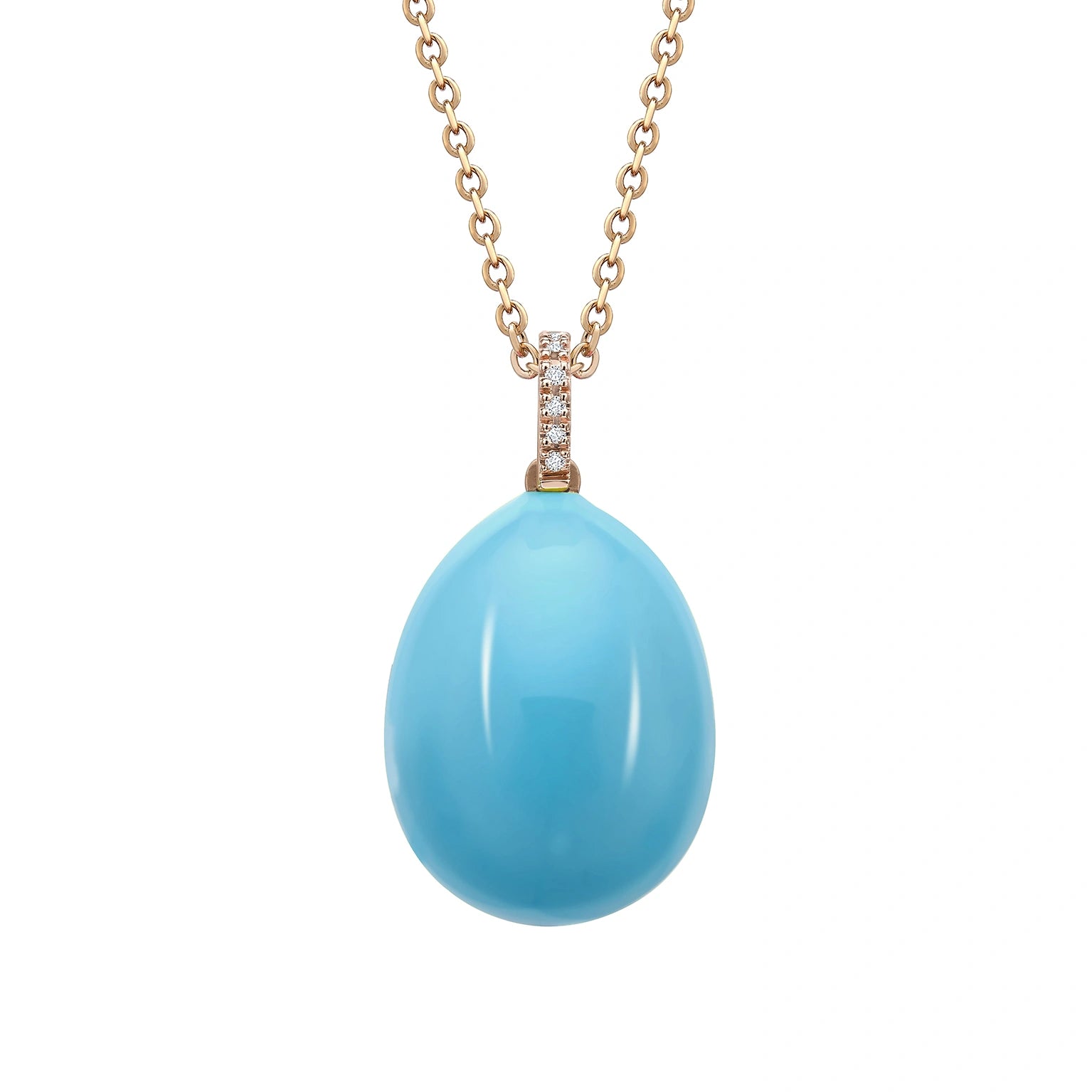 Rose Gold Neon Blue Egg Pendant with Diamond Bail | Fabergé