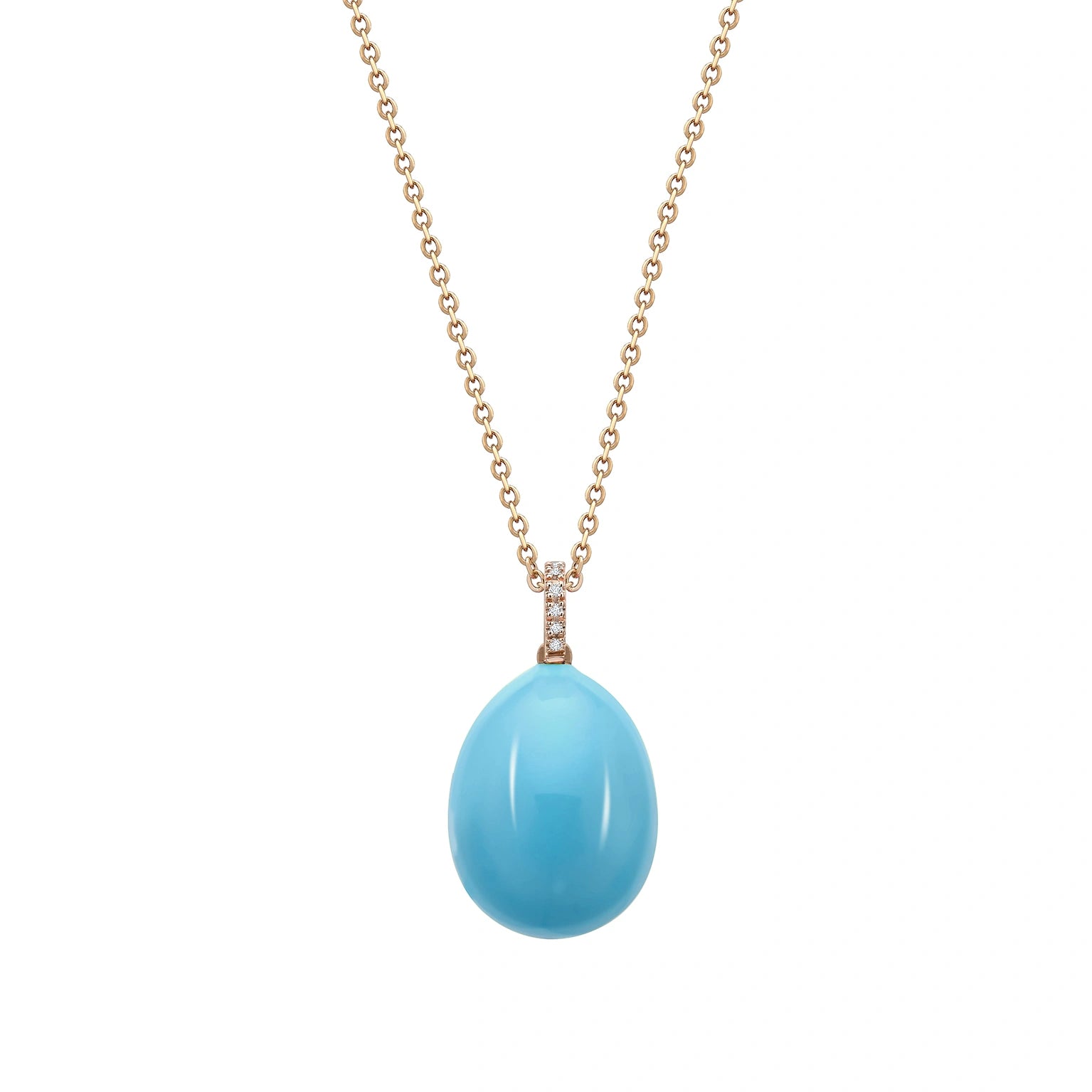 Rose Gold Neon Blue Egg Pendant with Diamond Bail | Fabergé