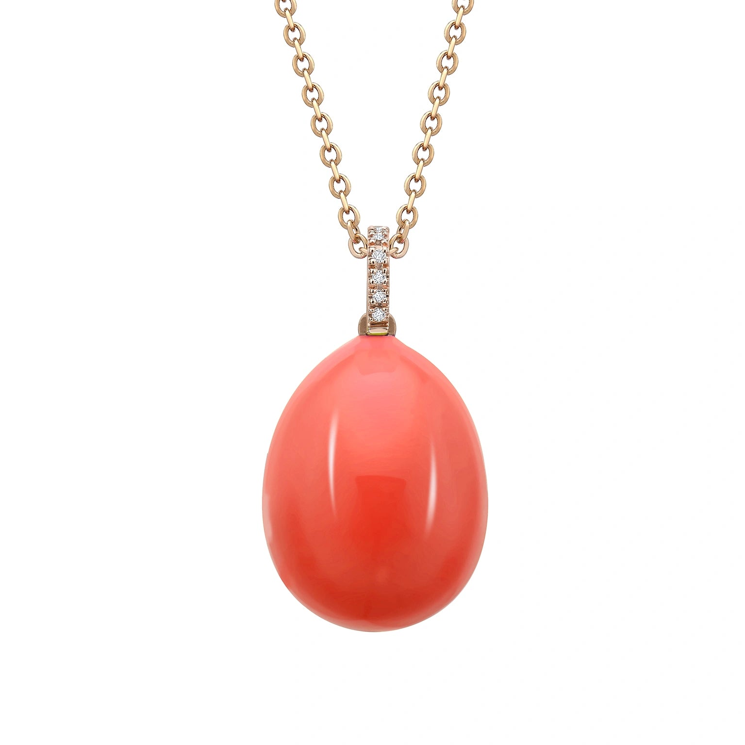 Rose Gold Neon Orange Egg Pendant with Diamond Bail | Fabergé