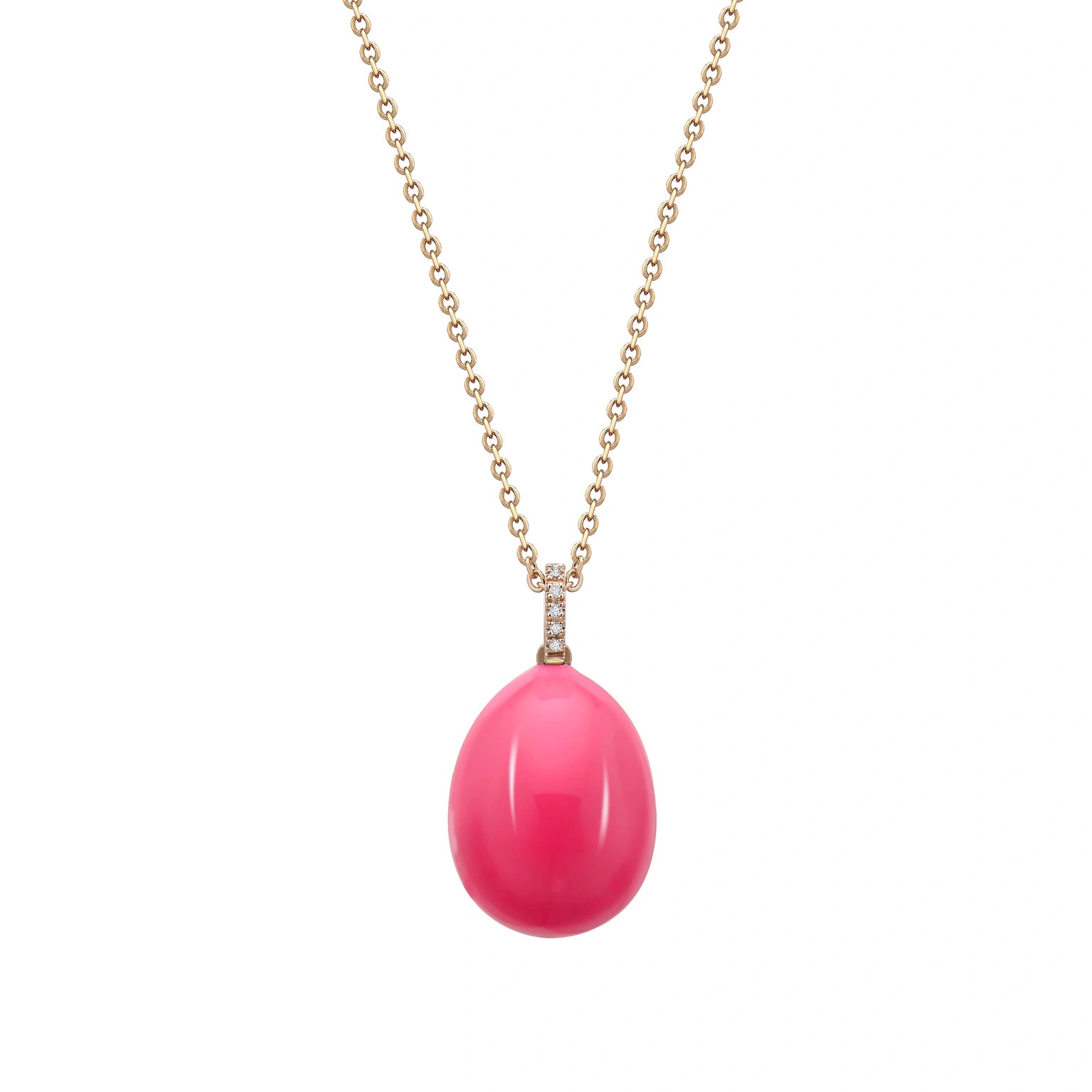 Rose Gold Neon Pink Egg Pendant with Diamond Bail | Fabergé