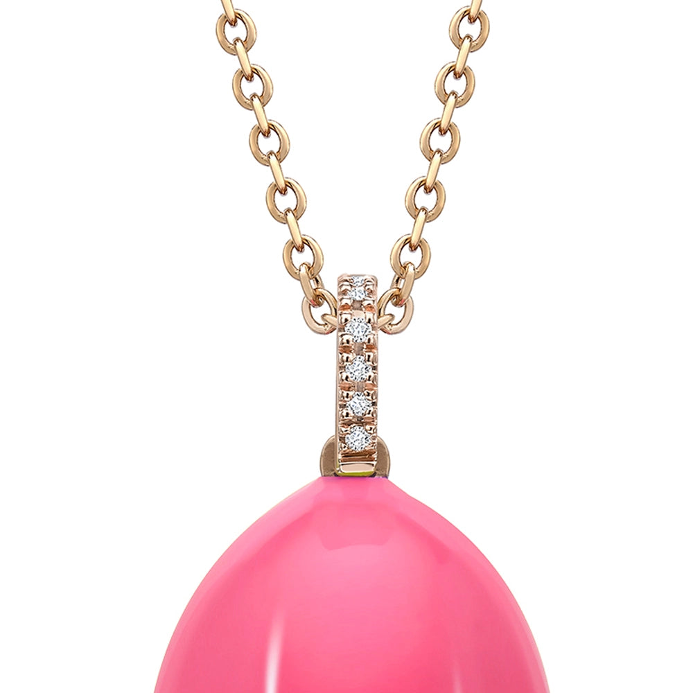 Rose Gold Neon Pink Egg Pendant with Diamond Bail | Fabergé