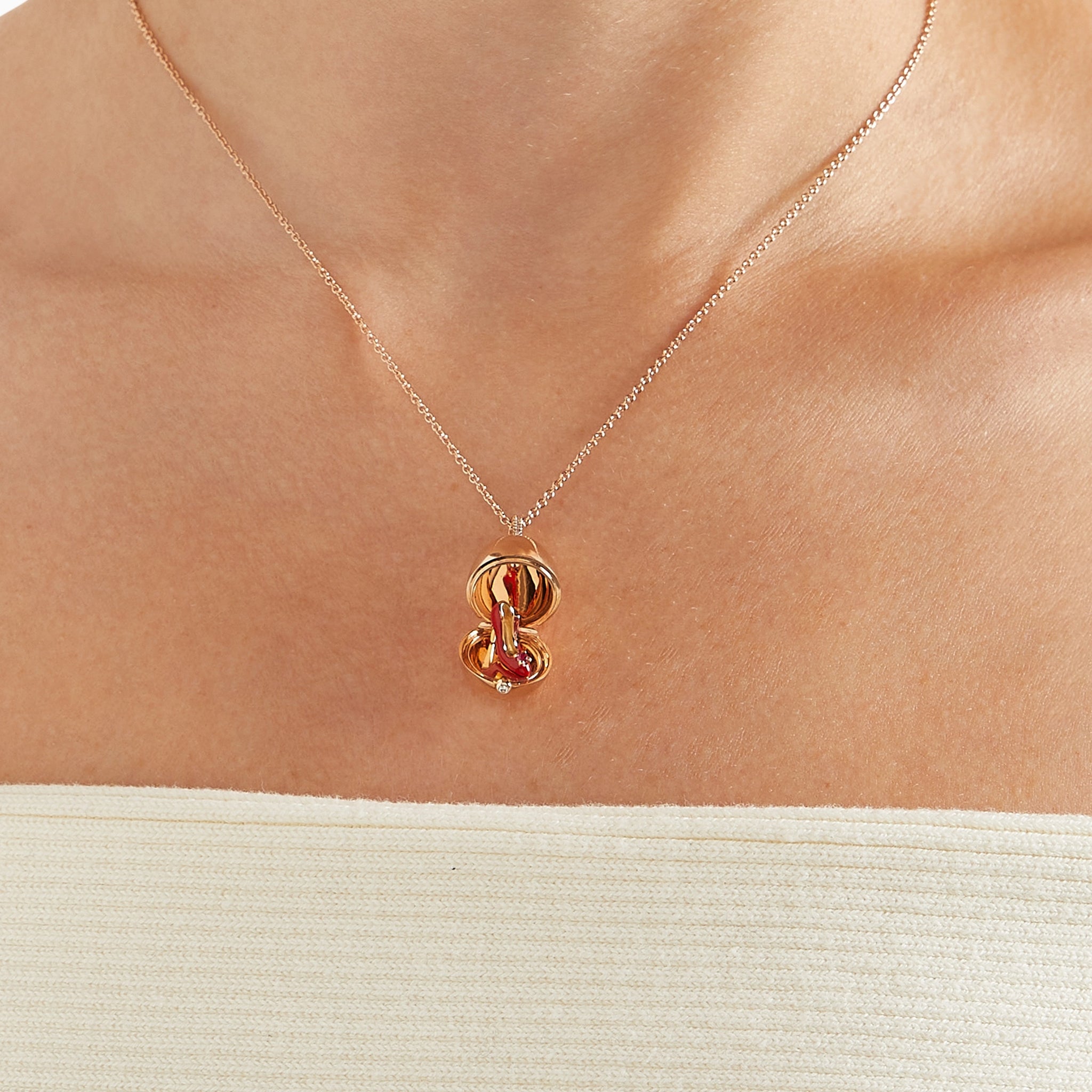Rose Gold Red Lacquer & Ruby Set Shoe Surprise Locket | Fabergé