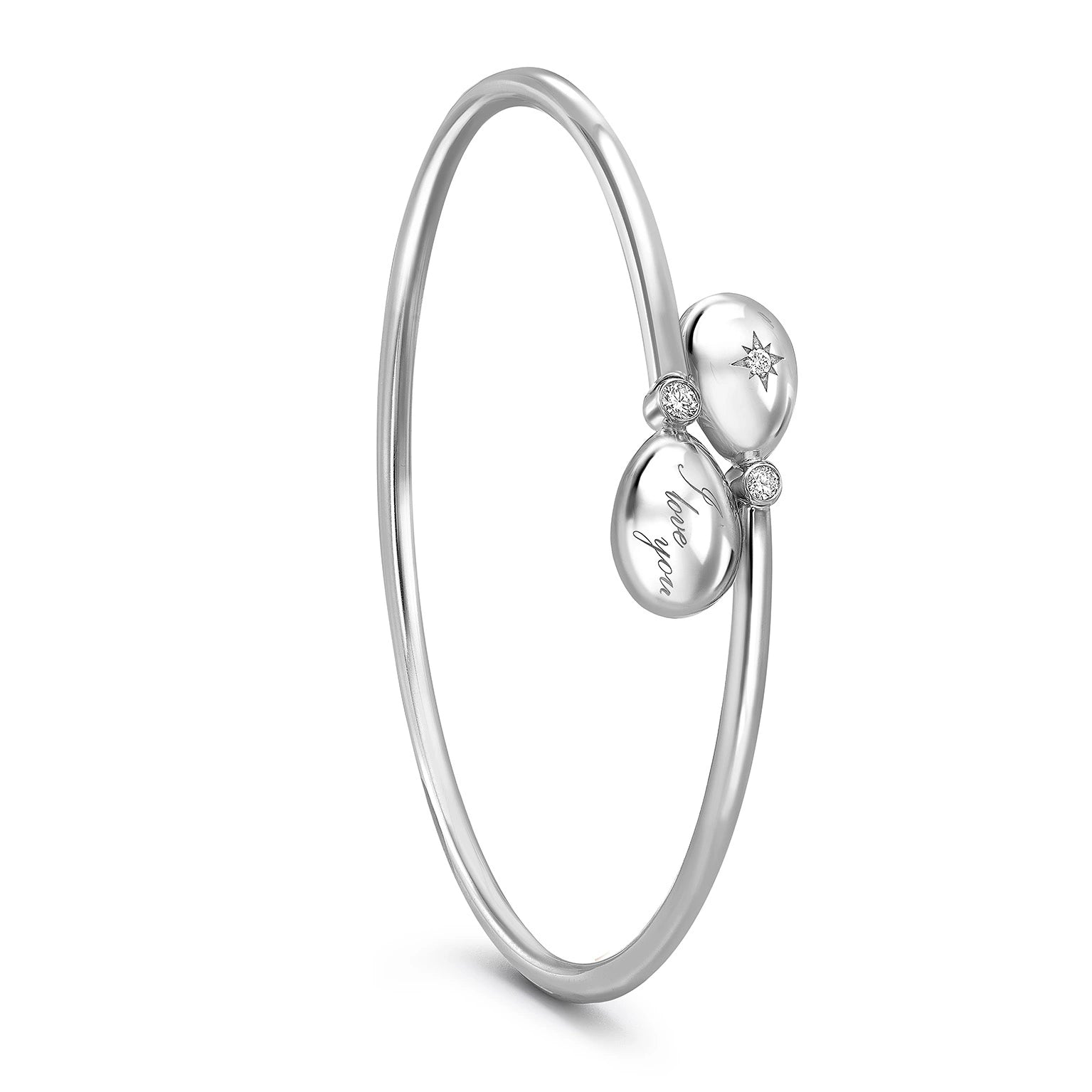 White Gold I Love You Crossover Bracelet | Fabergé