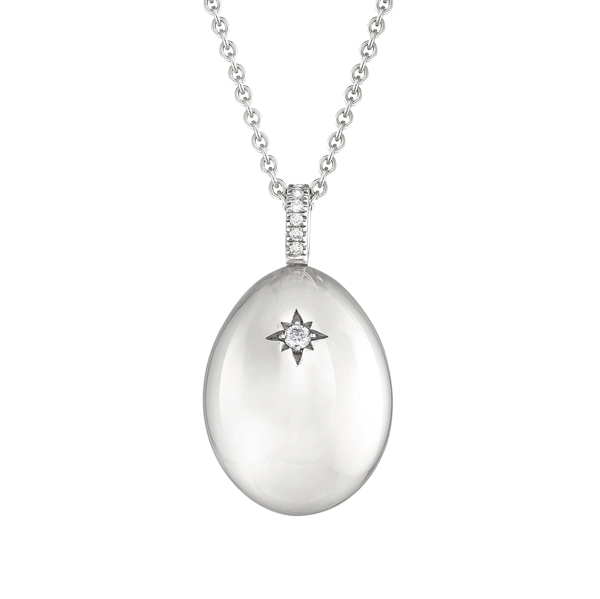 White Gold I Love You Egg Pendant | Fabergé
