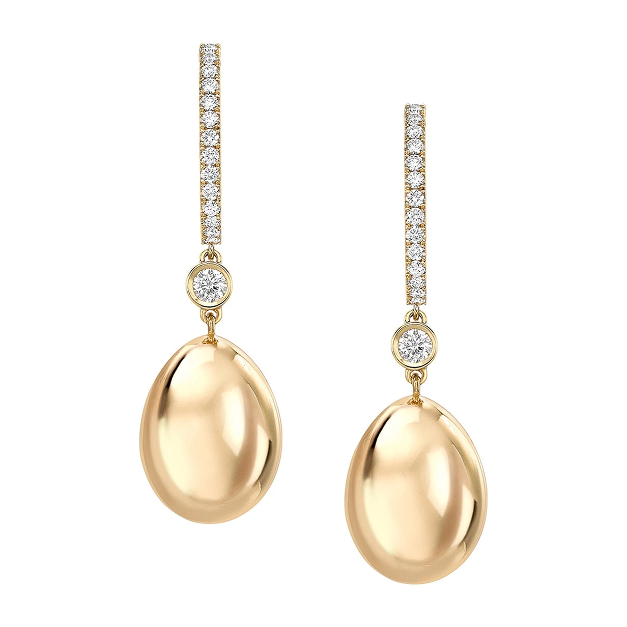 Yellow Gold Egg Hoop Drop Earrings I Fabergé