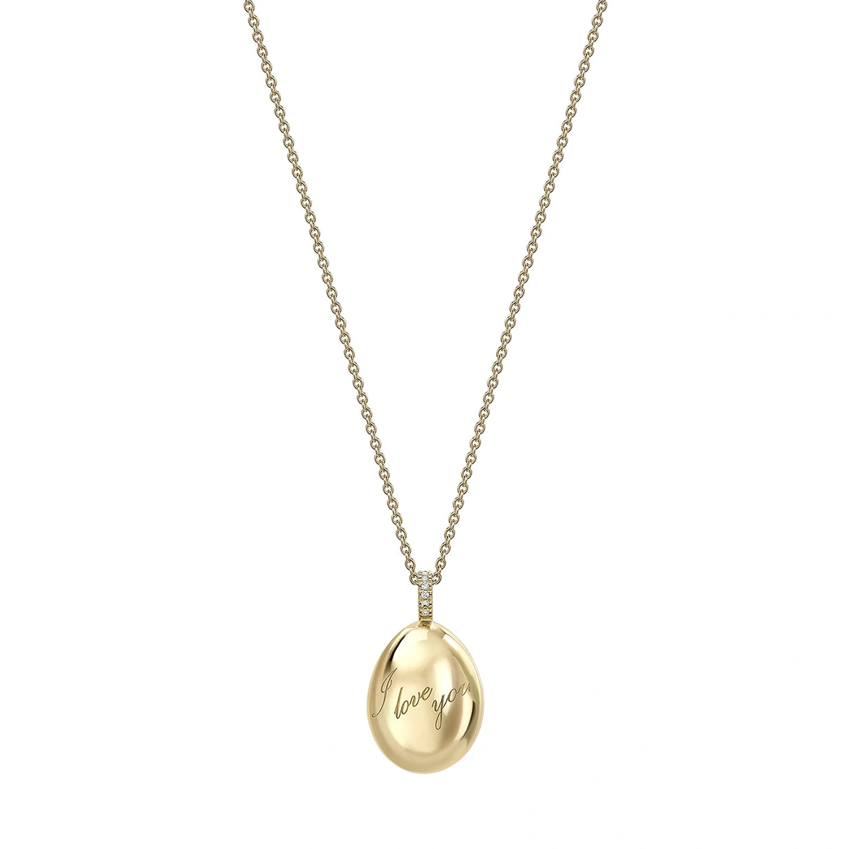 Yellow Gold I Love You Egg Pendant | Fabergé