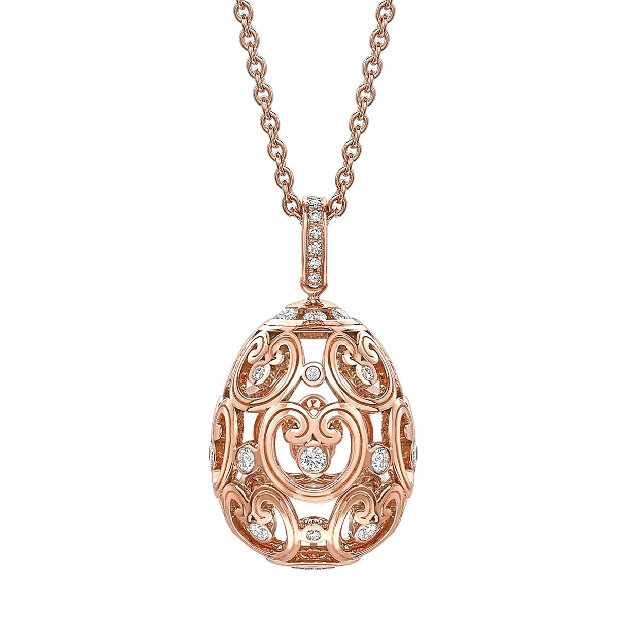 Fabergé Imperial Impératrice Rose Gold Diamond Set Egg Pendant I Fabergé
