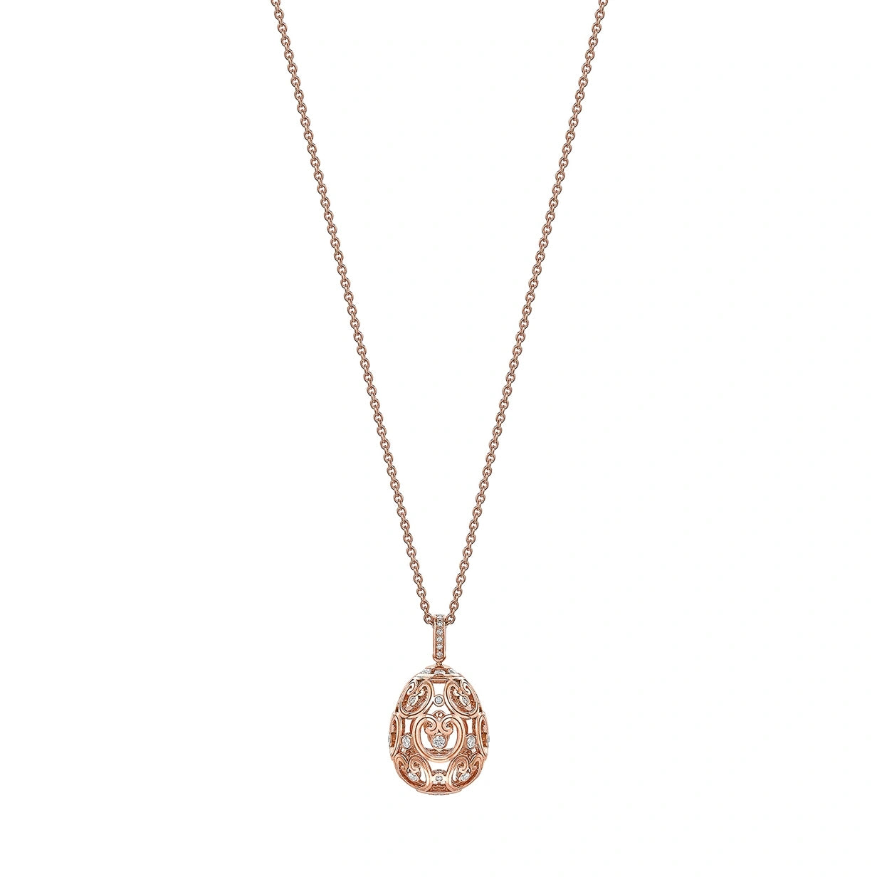 Fabergé Imperial Impératrice Rose Gold Diamond Set Egg Pendant I Fabergé