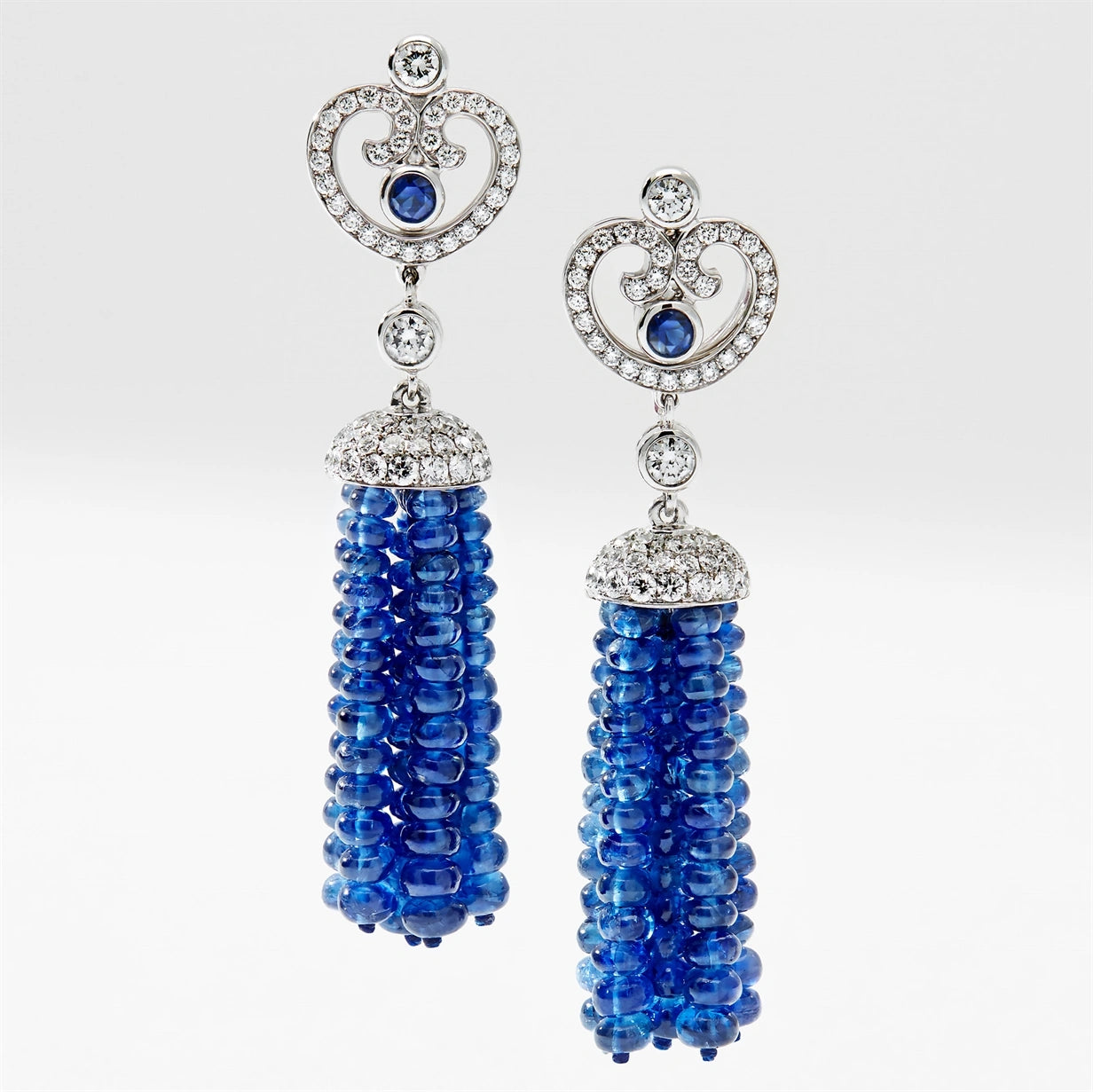 Impératrice White Gold & Blue Sapphire Tassel Earrings I Fabergé