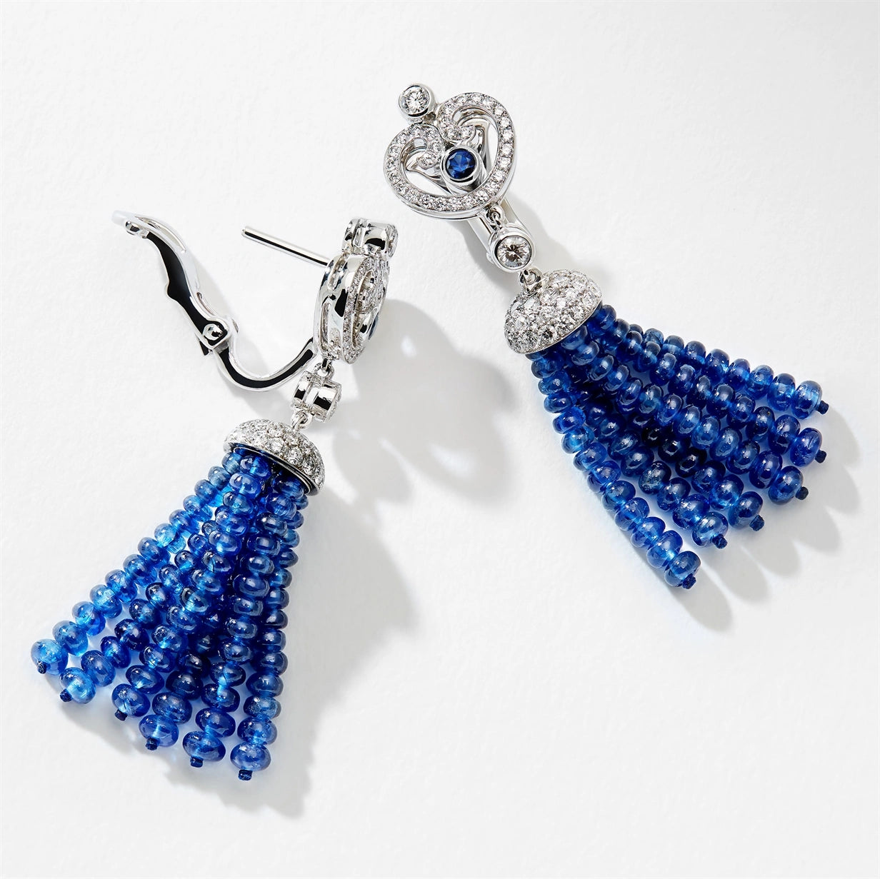 Impératrice White Gold & Blue Sapphire Tassel Earrings I Fabergé