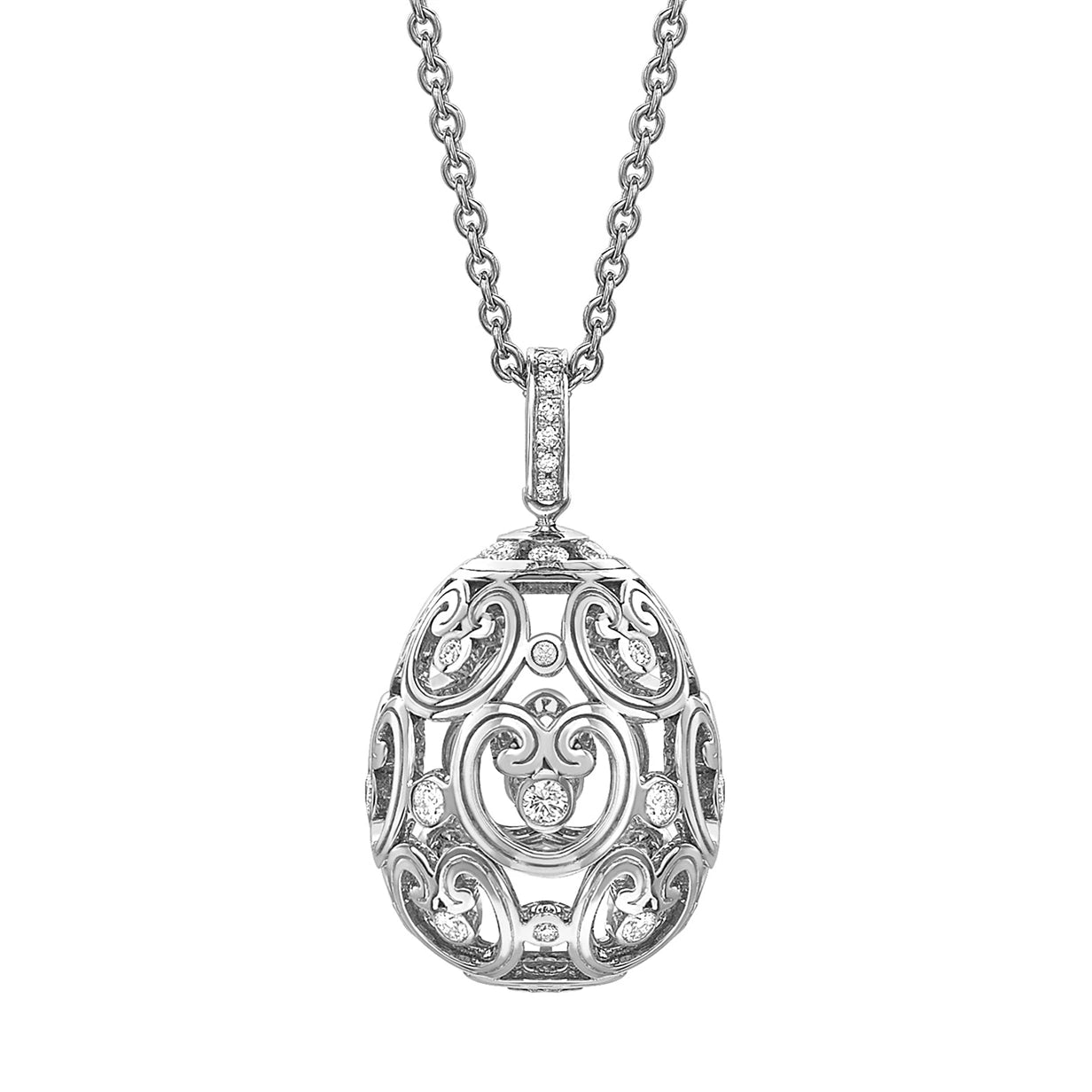 Impératrice White Gold Diamond Set Egg Pendant I Fabergé