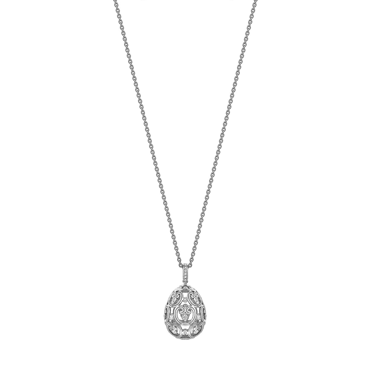 Impératrice White Gold Diamond Set Egg Pendant I Fabergé