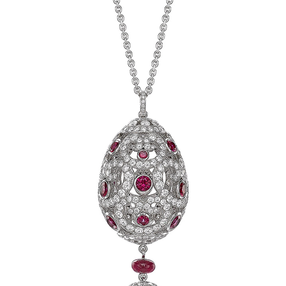Impératrice White Gold & Ruby Tassel Pendant I Fabergé