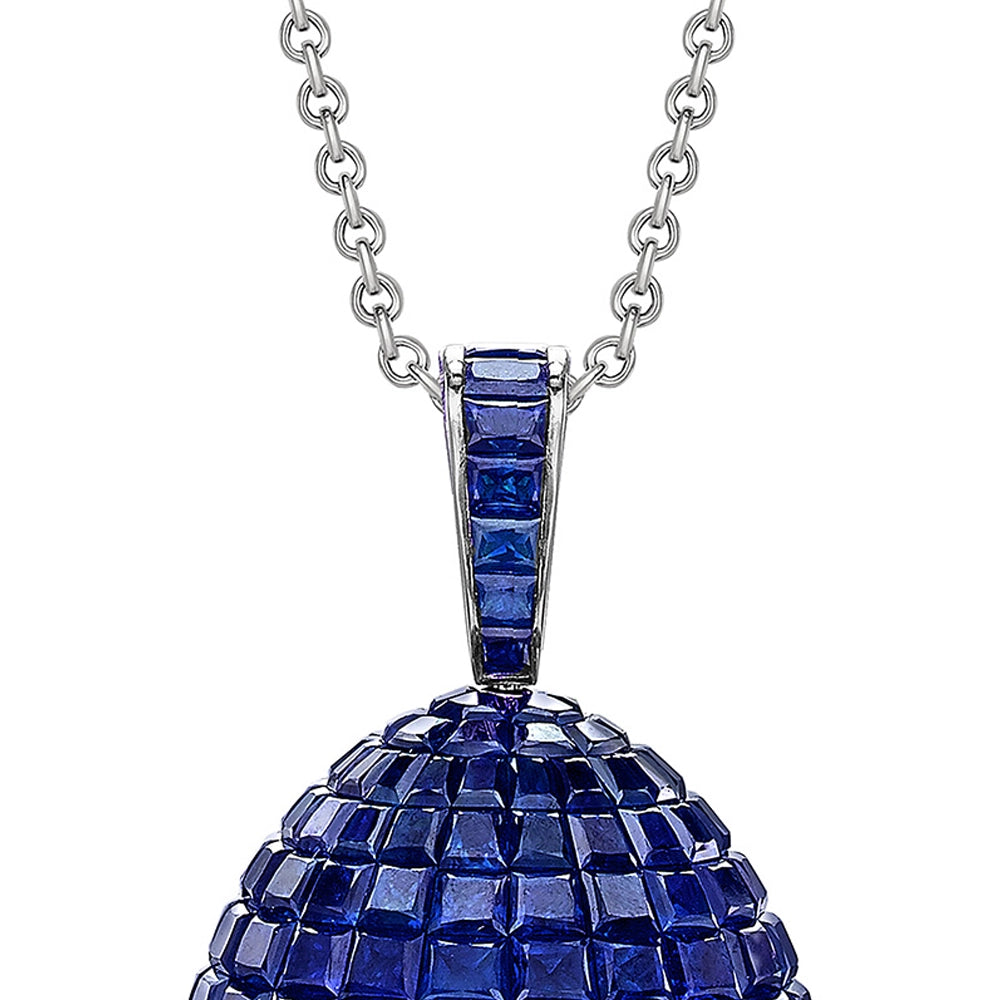 White Gold Blue Sapphire Egg Pendant | Fabergé