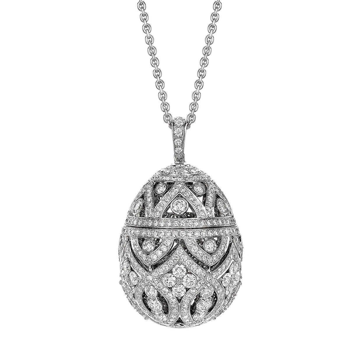 Zenya White Gold & Diamond Egg Pendant I Fabergé