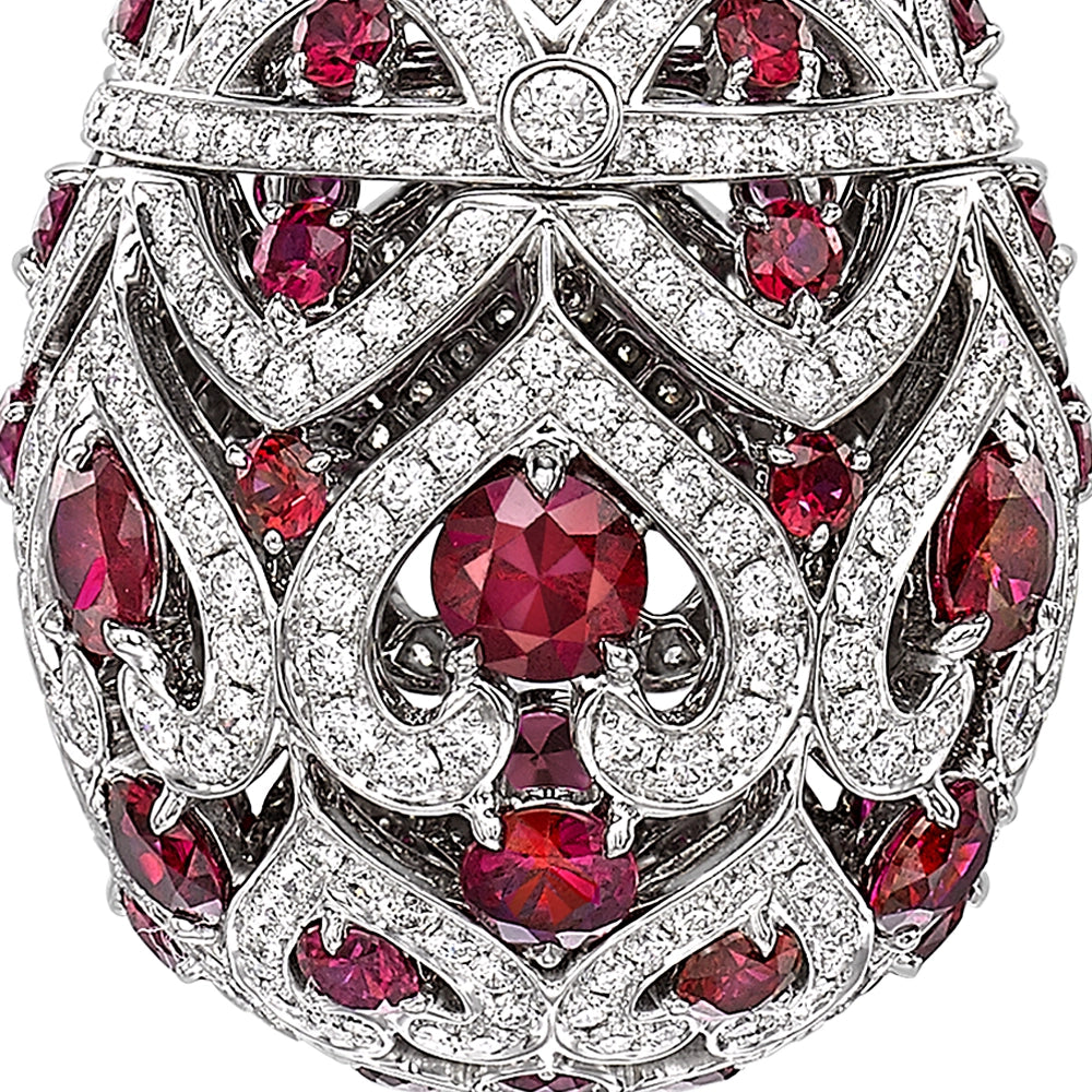 Zenya White Gold & Ruby Egg Pendant I Fabergé