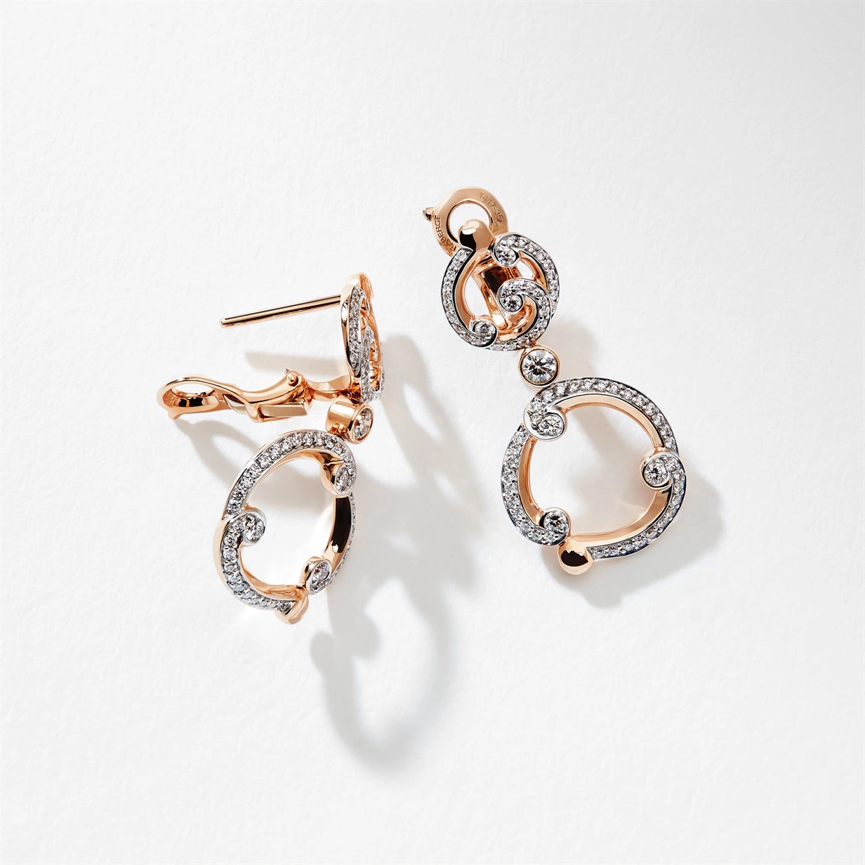 Rose Gold & Diamond Drop Earrings I Fabergé