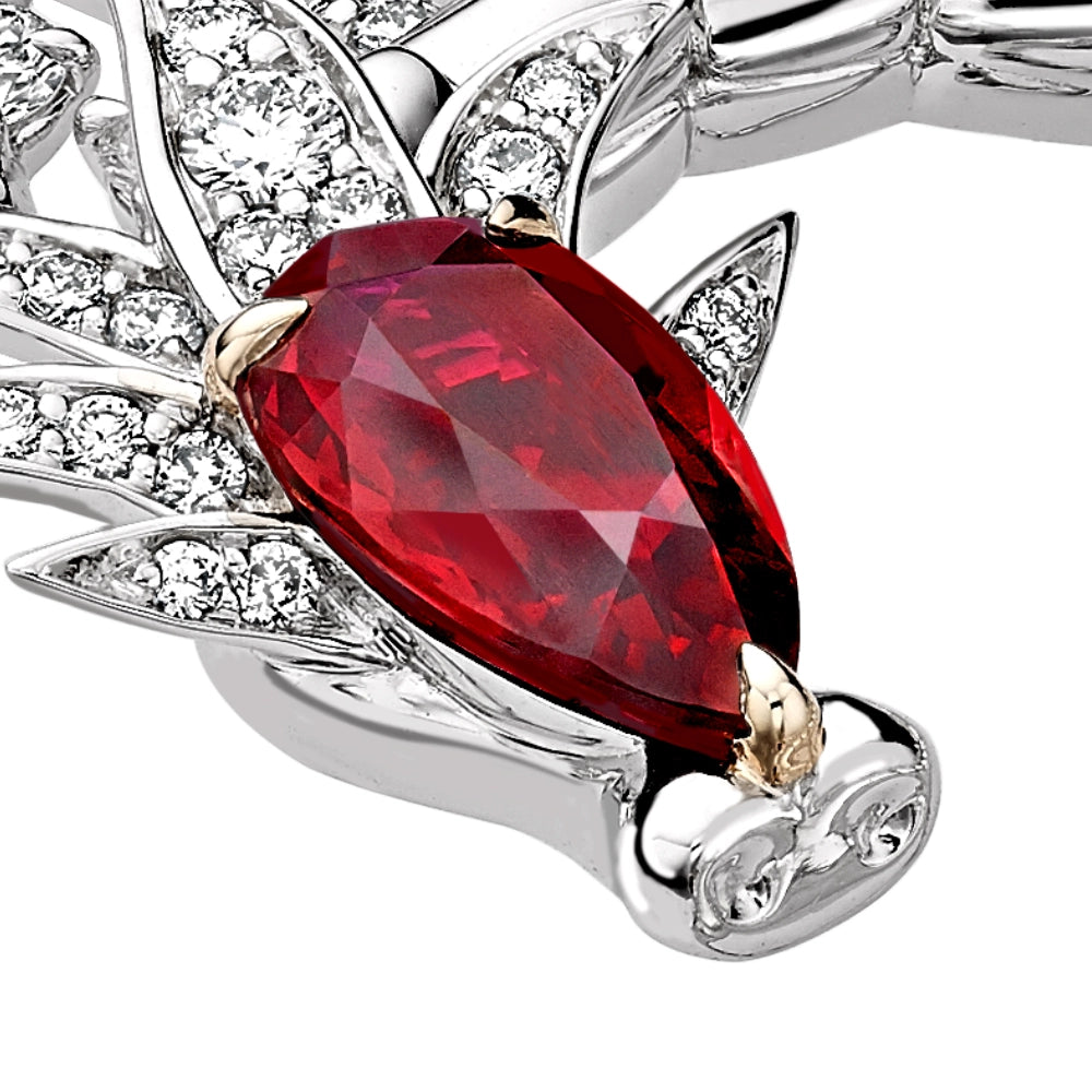 Fabergé x Game of Thrones White and Rose Gold Ruby and Diamond Dragon Skeleton Wrap Ring | Fabergé