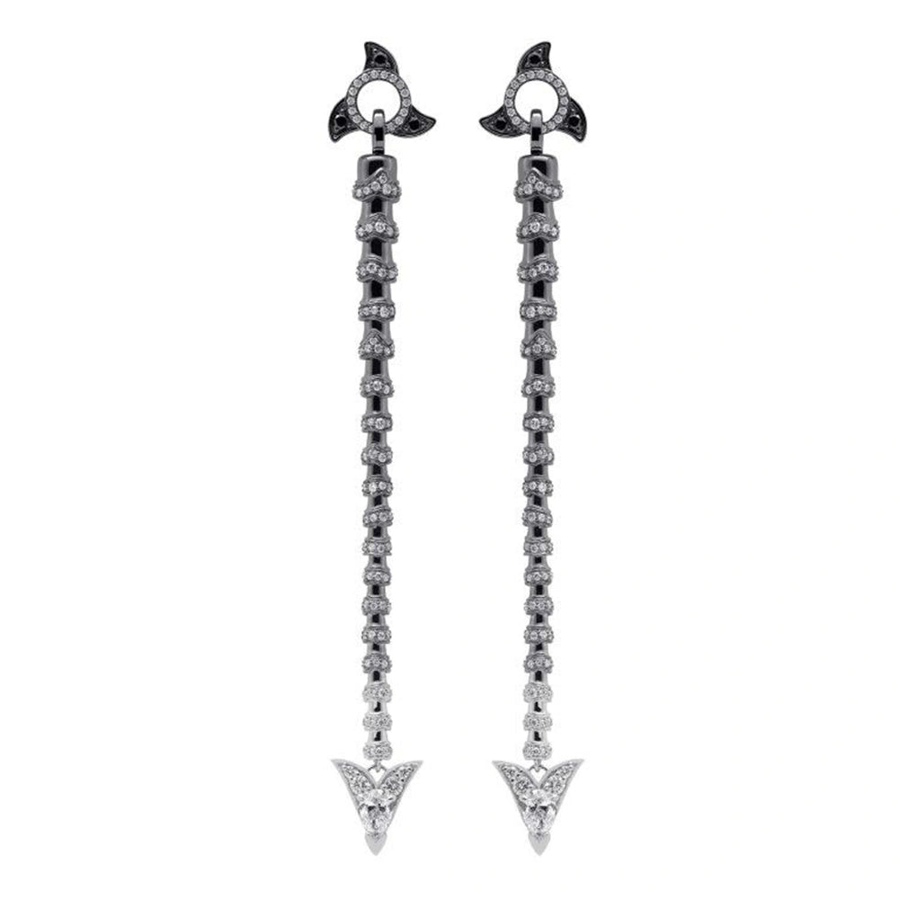 Fabergé x Game of Thrones White Gold and Black Rhodium Diamond Dragon Tail Earrings | Fabergé