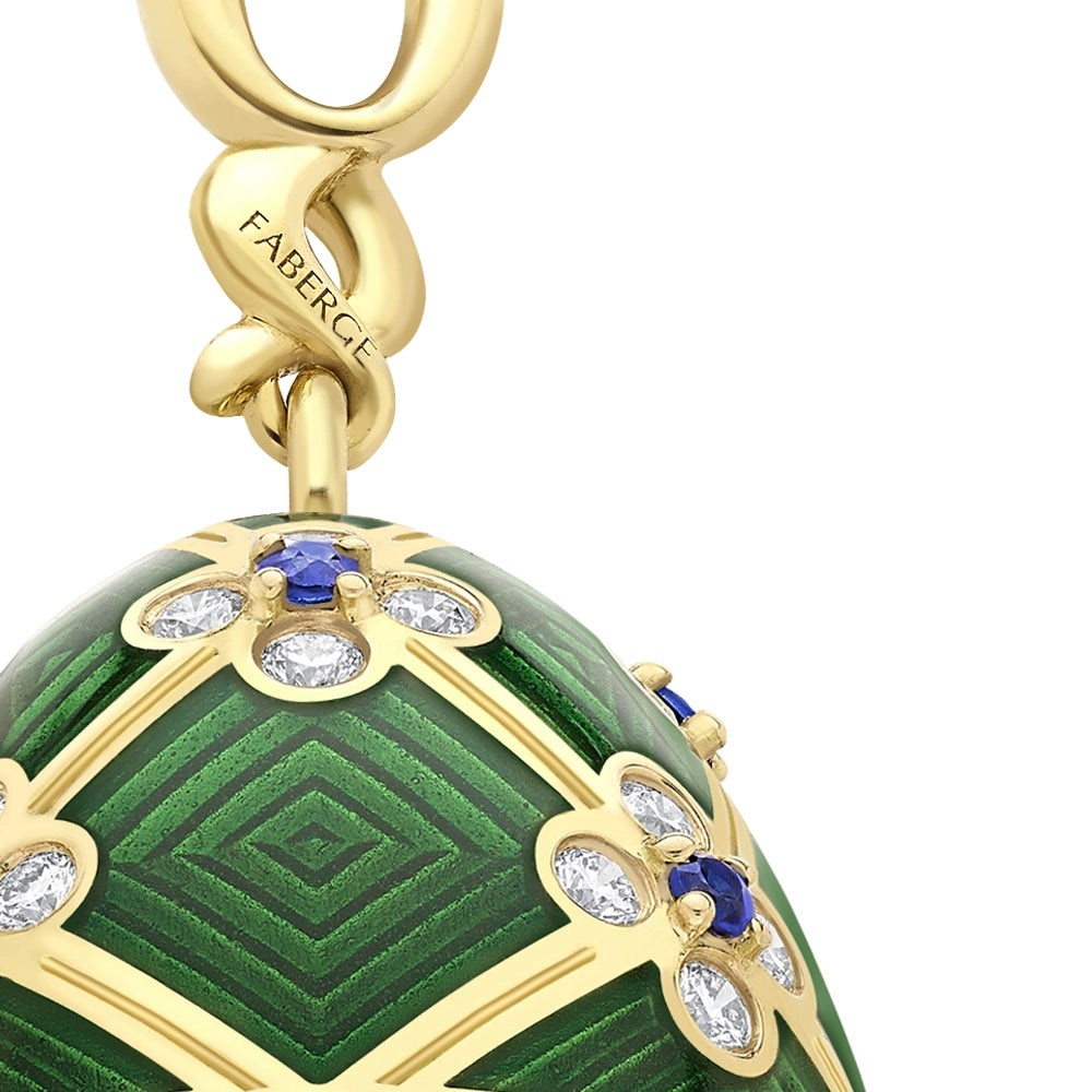 Limited Edition Yellow Gold & Green Guilloché Enamel Octopussy Egg Surprise Locket | Fabergé