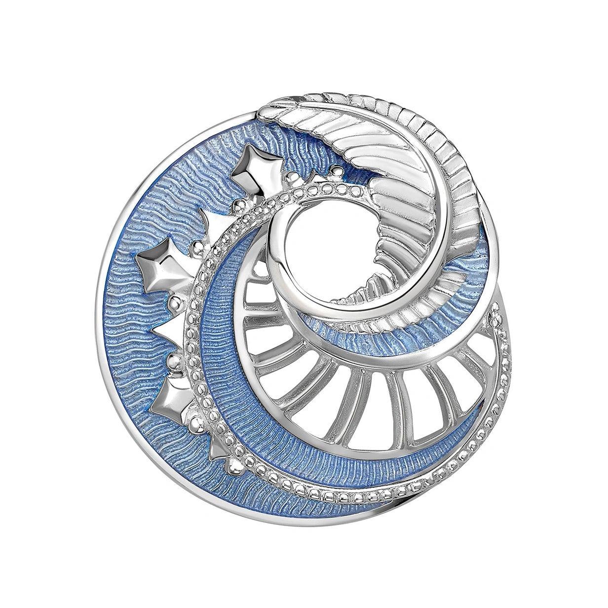 Mystére Sterling Silver Blue Laquer Pendant Brooch | Fabergé