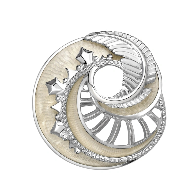 Mystére Sterling Silver Pearl Grey Lacquer Pendant Brooch | Fabergé