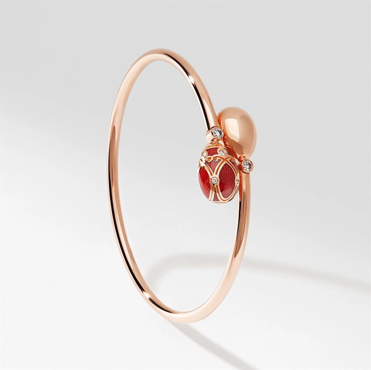 Rose Gold, Diamond & Red Enamel Crossover Bracelet | Fabergé