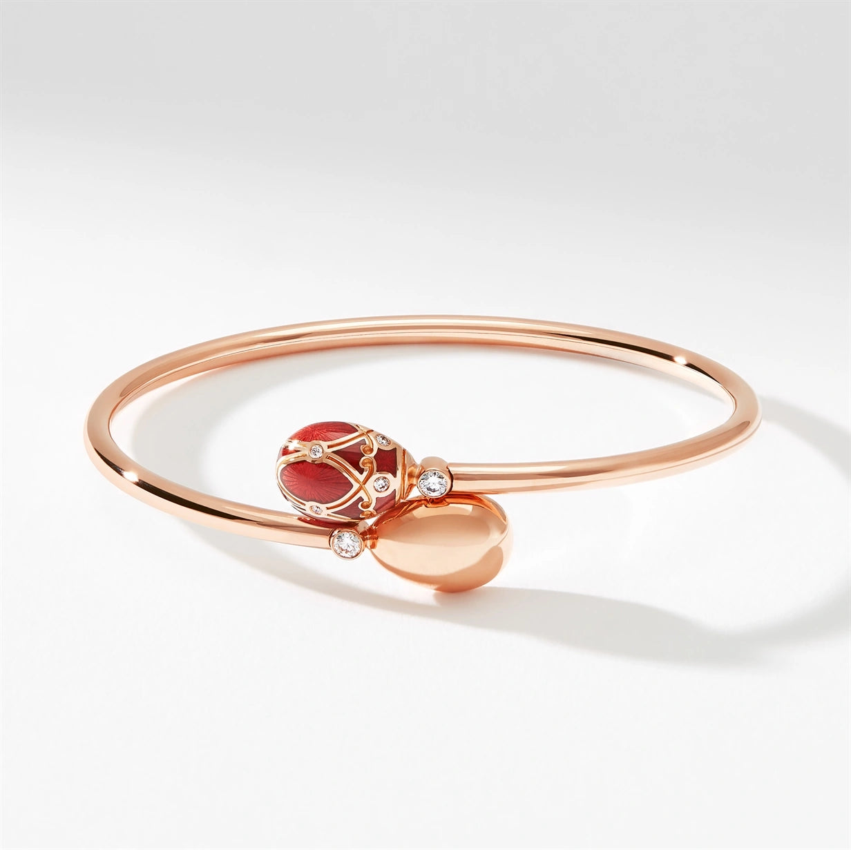 Rose Gold, Diamond & Red Enamel Crossover Bracelet | Fabergé
