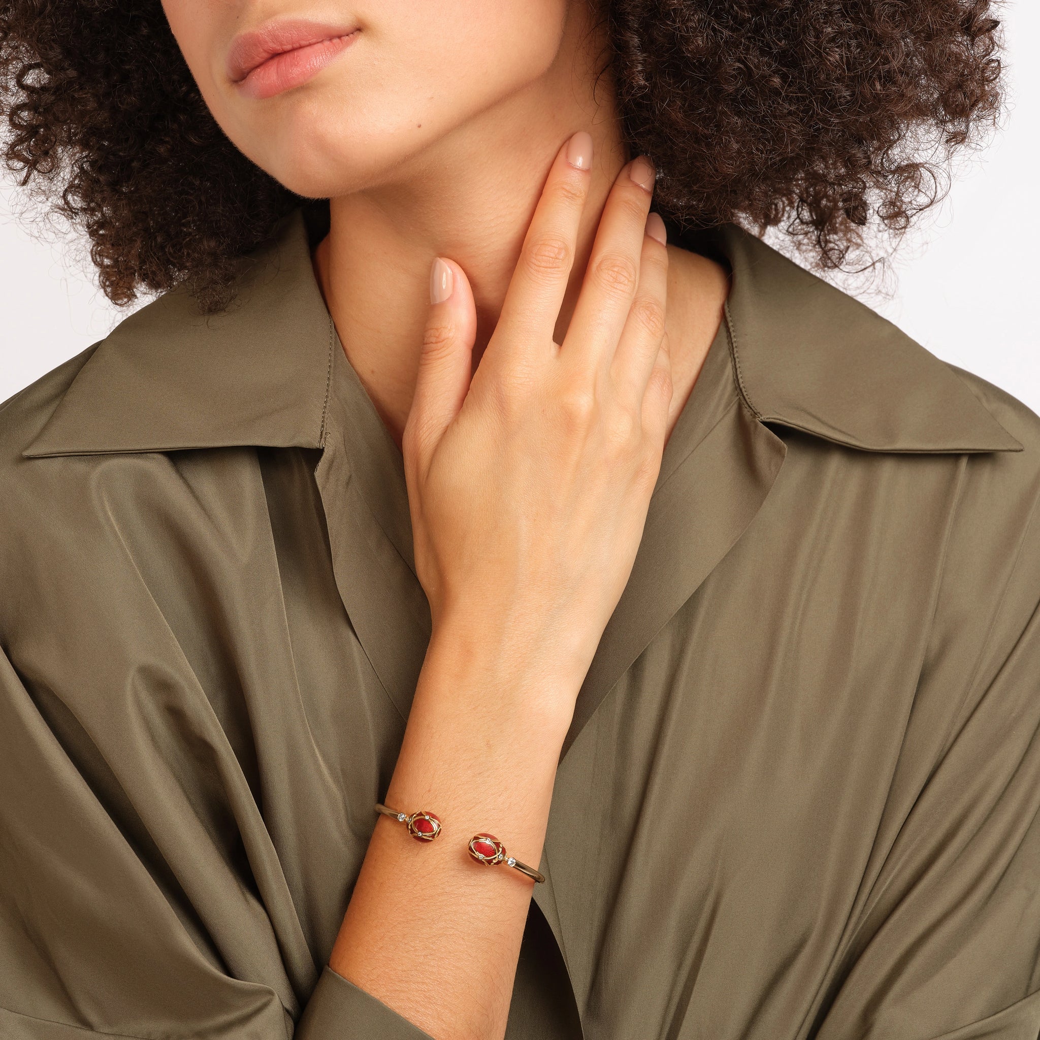 Rose Gold, Diamond & Red Enamel Open Bracelet | Fabergé