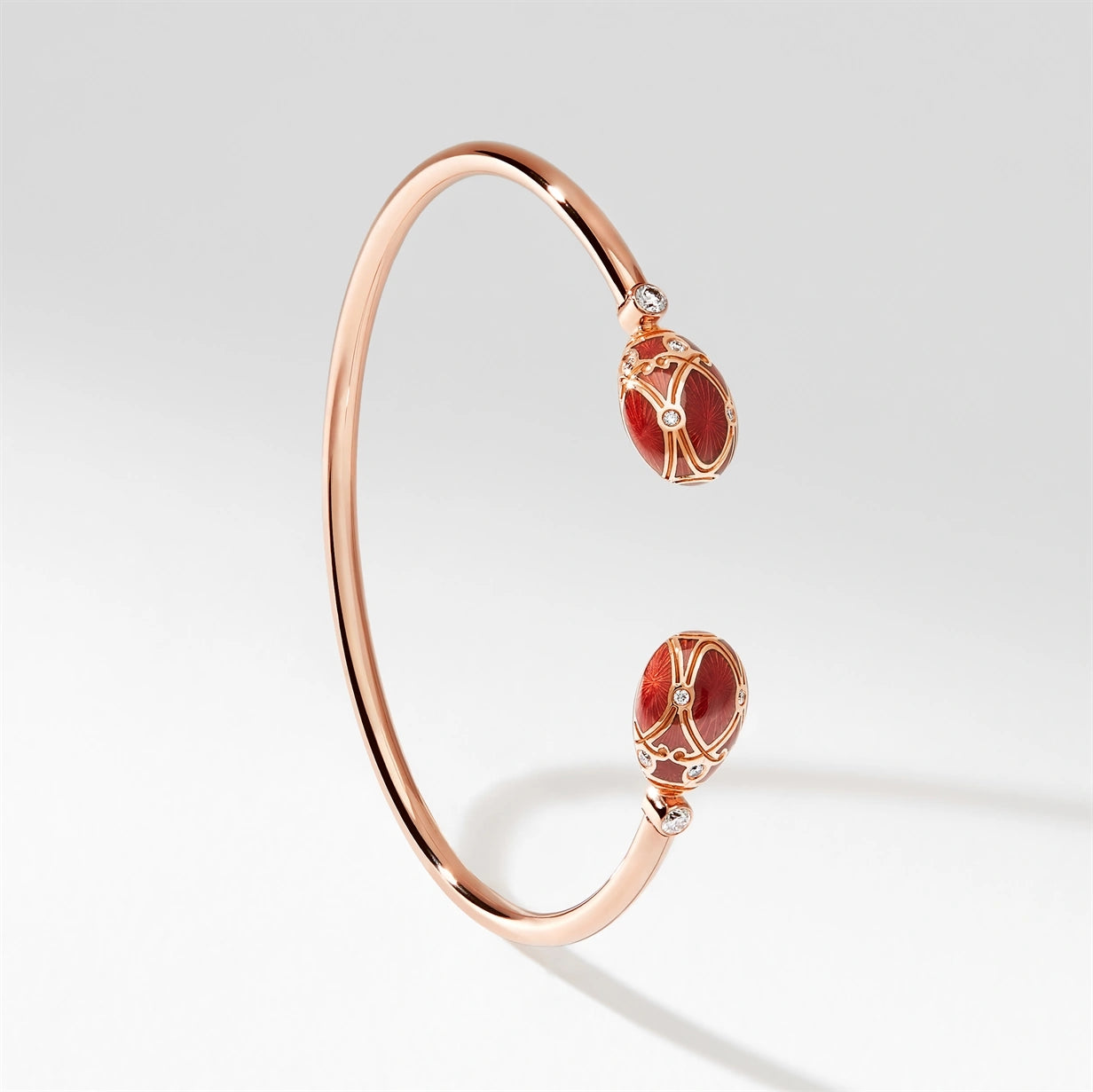 Rose Gold, Diamond & Red Enamel Open Bracelet | Fabergé