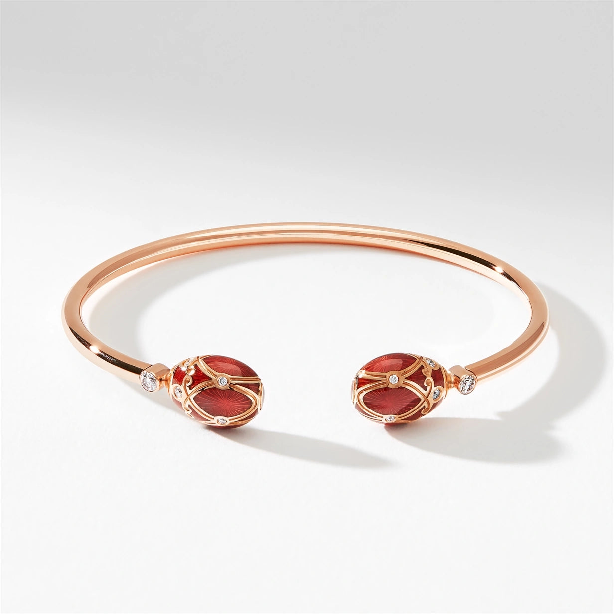 Rose Gold, Diamond & Red Enamel Open Bracelet | Fabergé